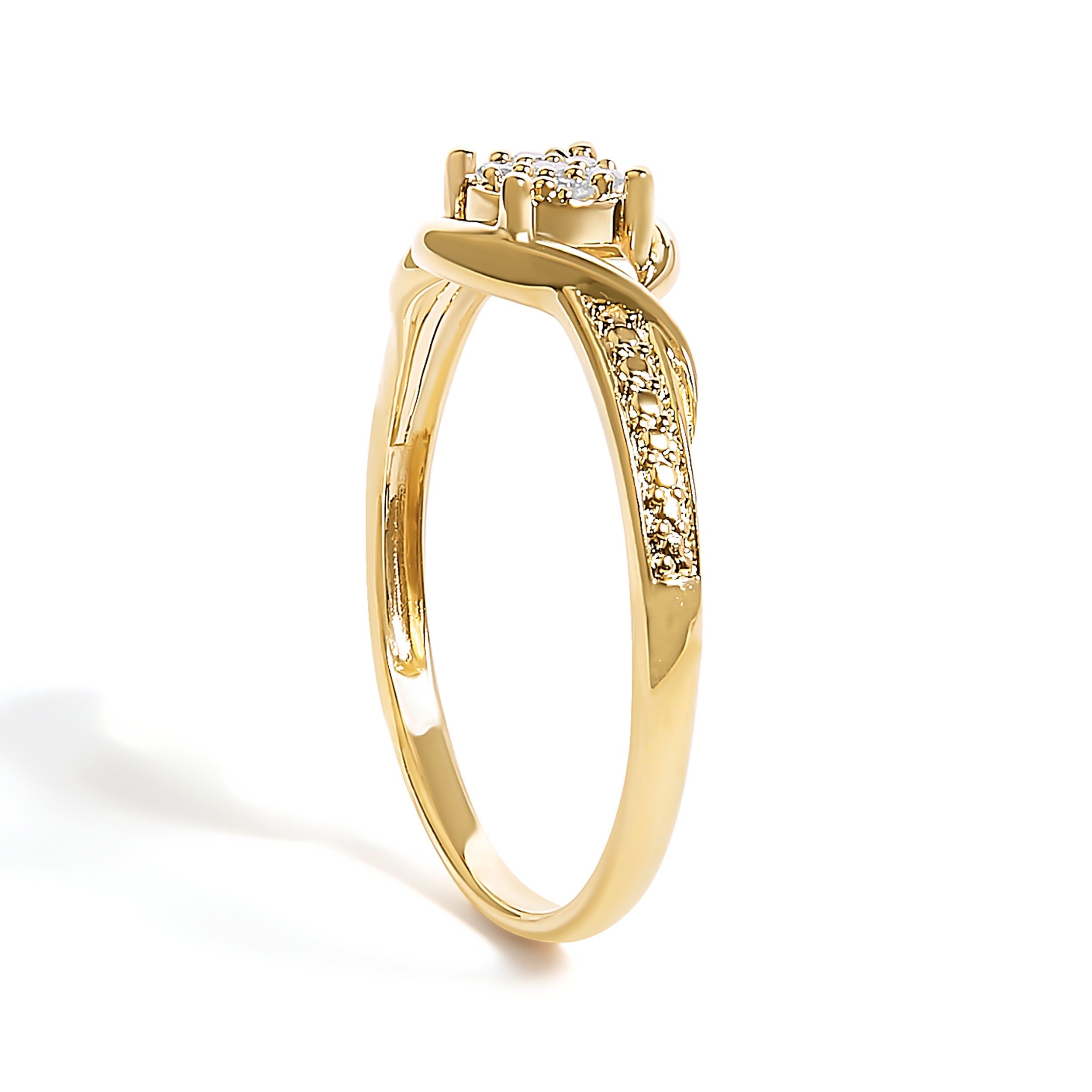 10K Yellow Gold Diamond Cluster Twisted Promise Ring