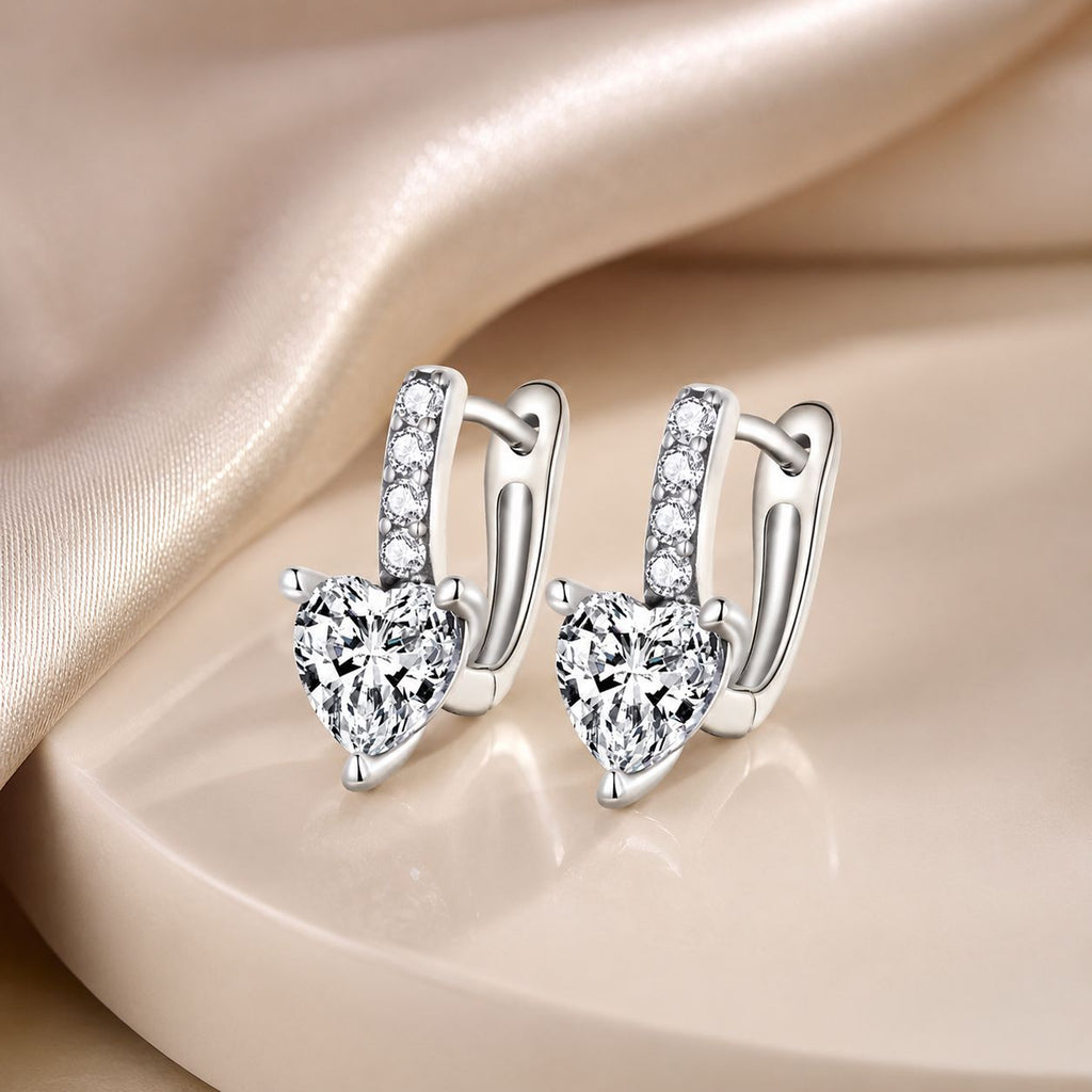 925 Sterling Silver Oxidized Earrings with CZ for Women - 1.7x0.7cm