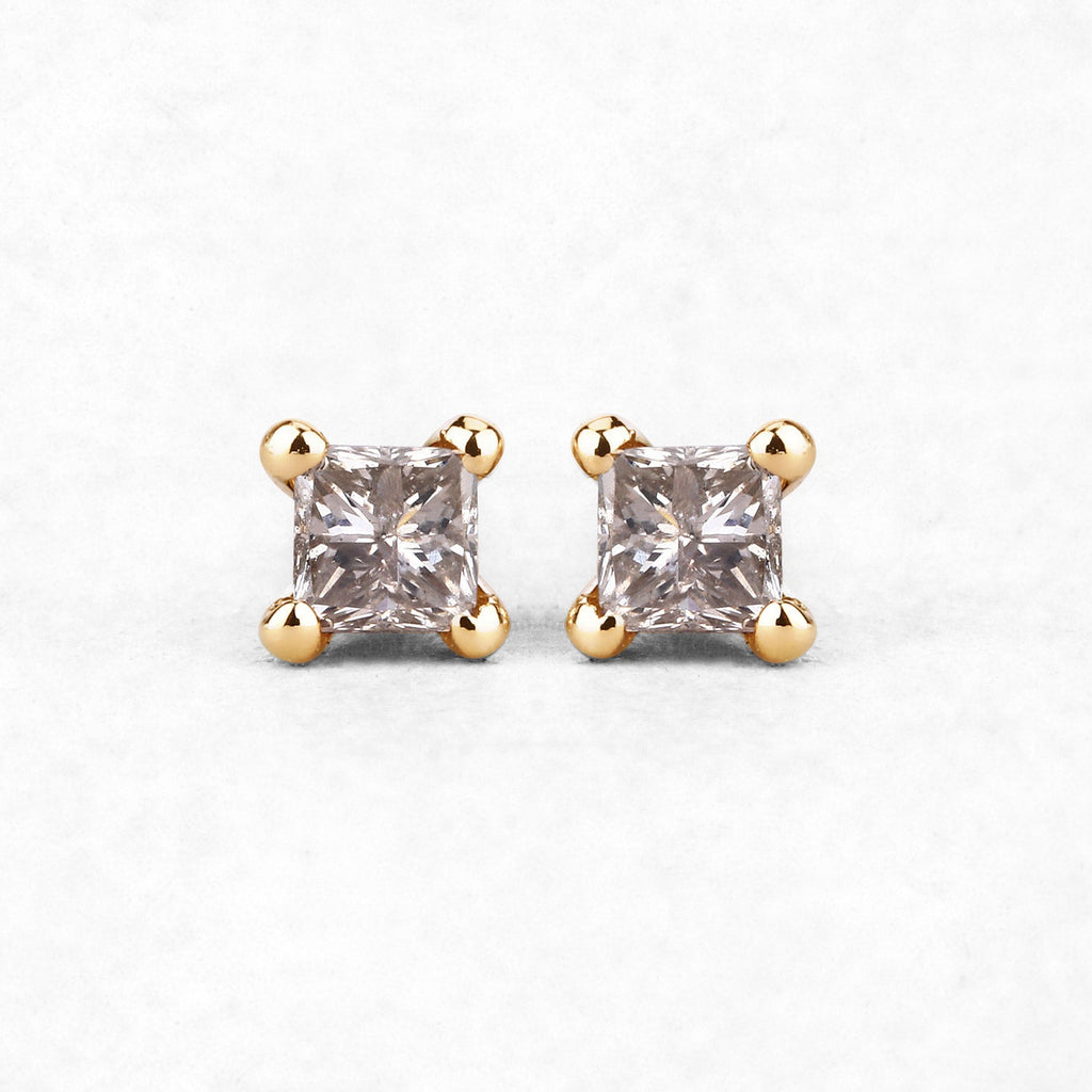 0.31 Carat Genuine Champagne Diamond 14K Yellow Gold Earrings (I1-I2)