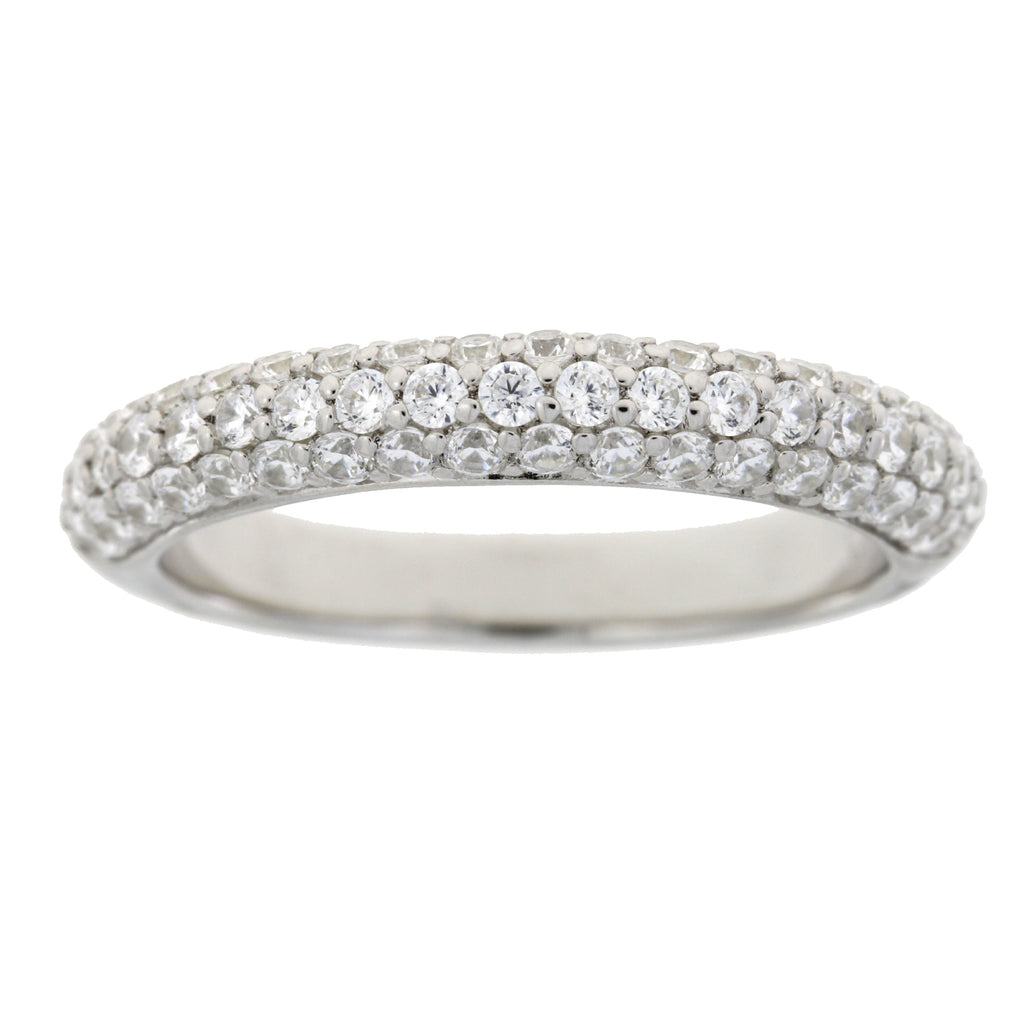 Cubic Zirconia Wedding Band Ring Sterling Silver