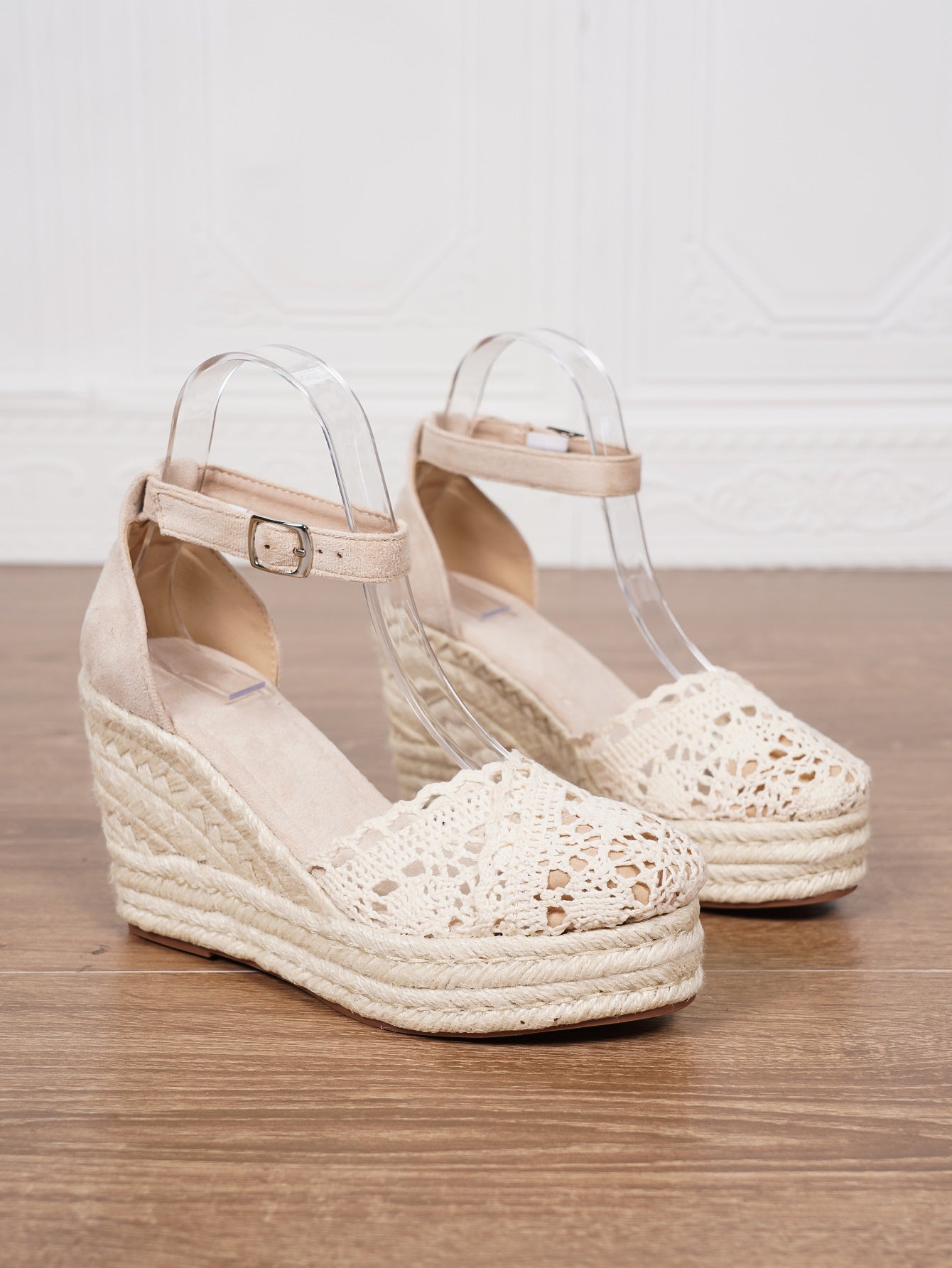 Platform Espadrille Sandals With Ankle Strap – Women's Chunky Heel Buckle Sandals