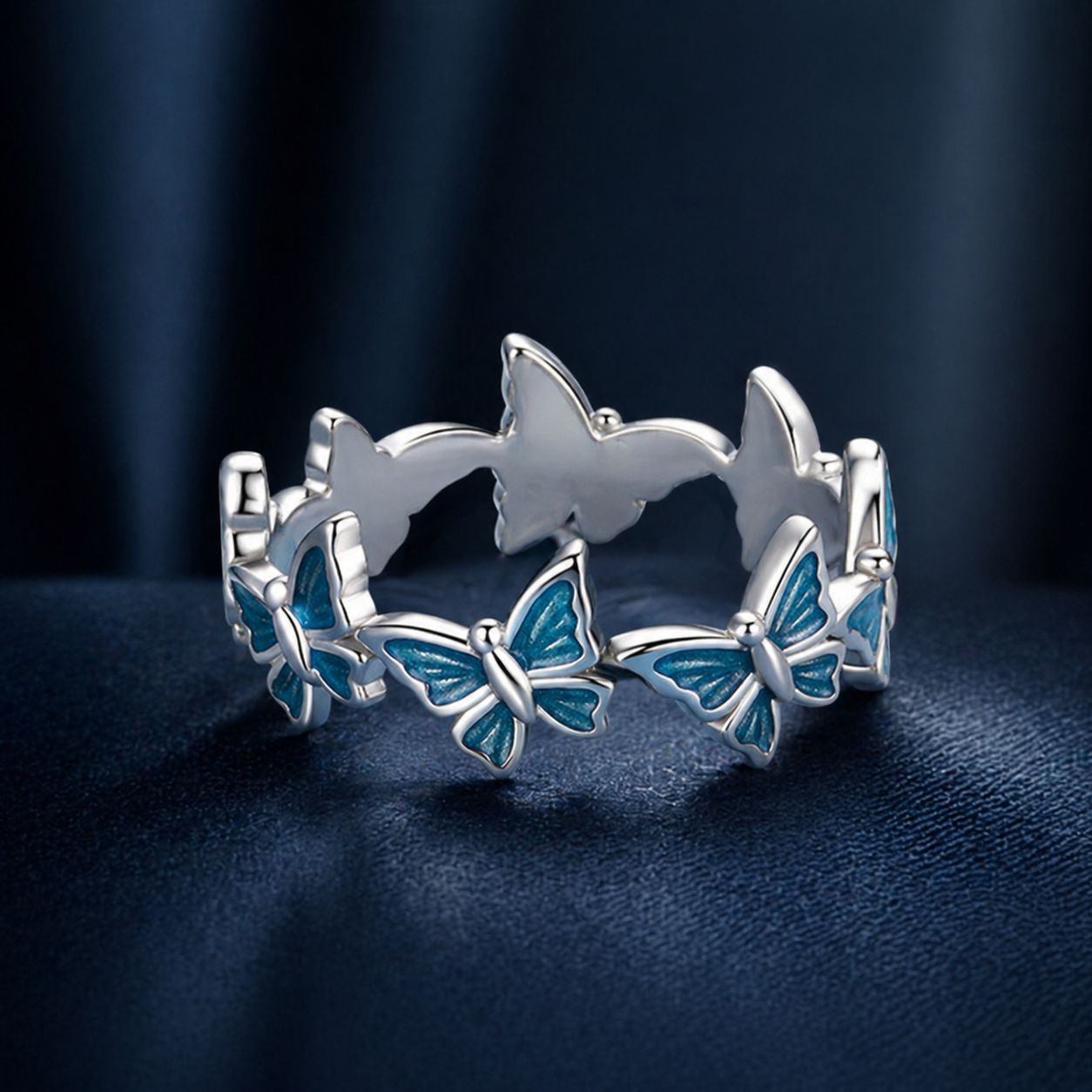 925 Sterling Silver Enamel Ring Size 6 for Women