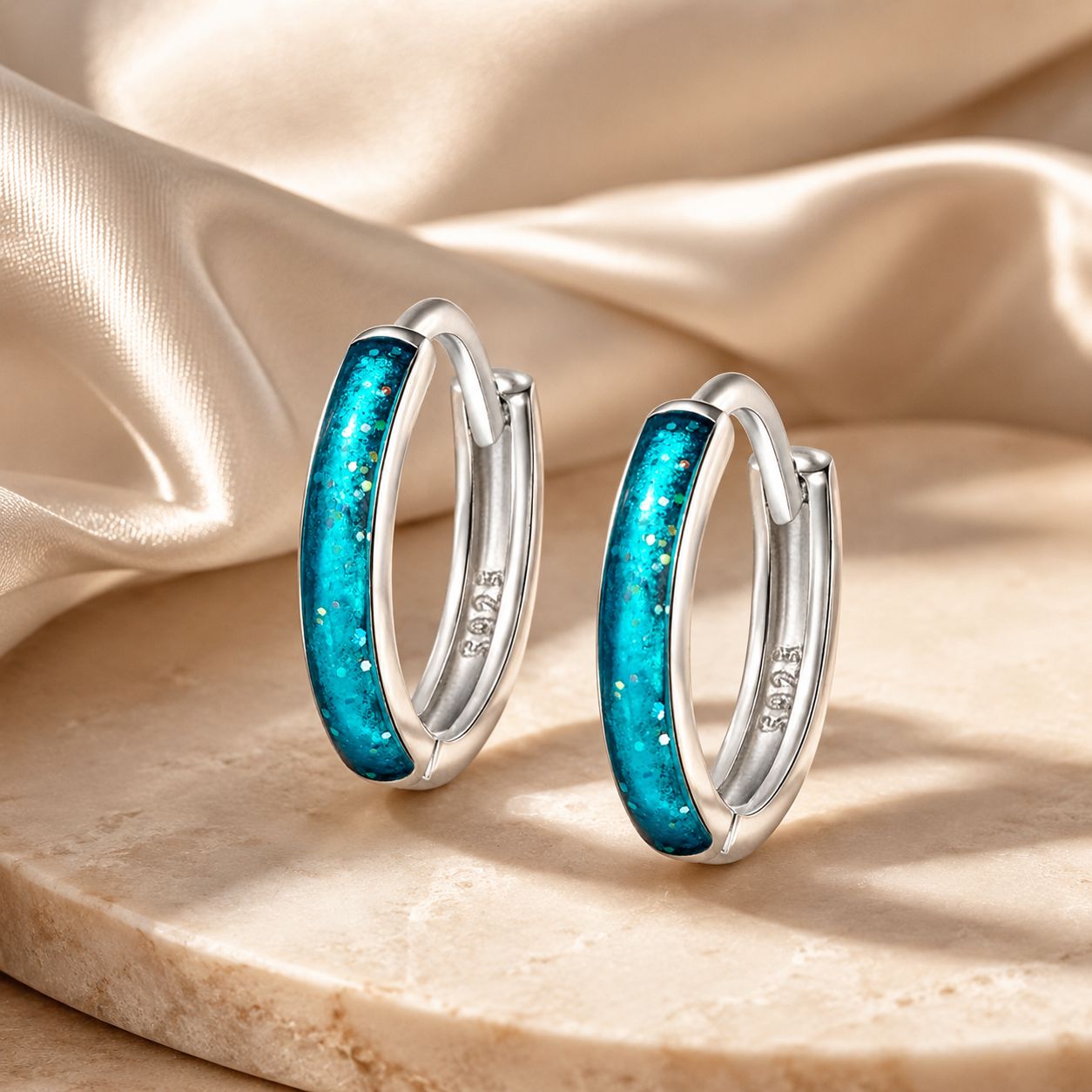 925 Sterling Silver Enamel Oxidized Silver Earrings
