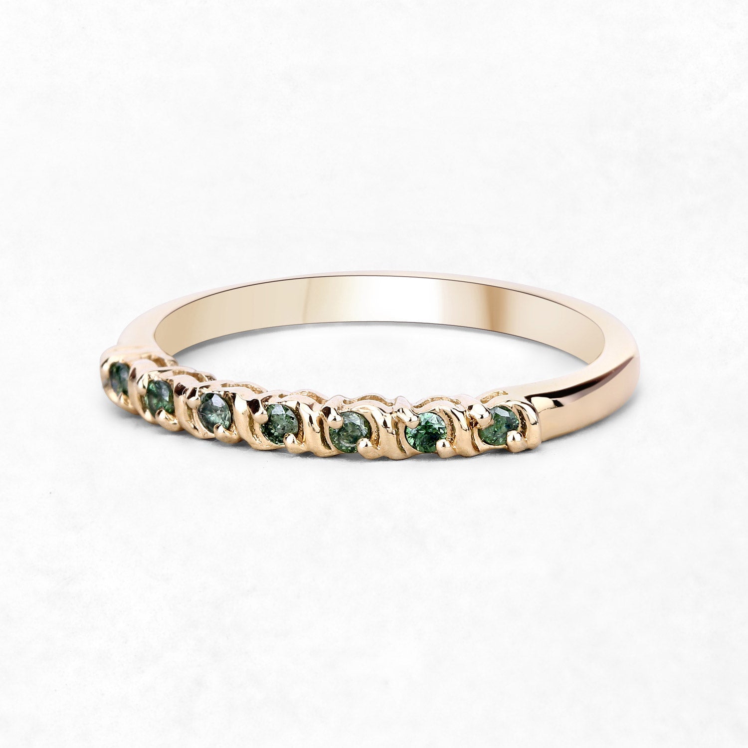 0.16 Carat Genuine Green Diamond 14K Yellow Gold Ring (I1-I2)