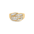 14K Yellow Gold 1.00 Carat Total Weight Diamond Cocktail Cluster 5 Stone Ring (H-I Color, SI1-I1 Clarity) - Ring Size 7