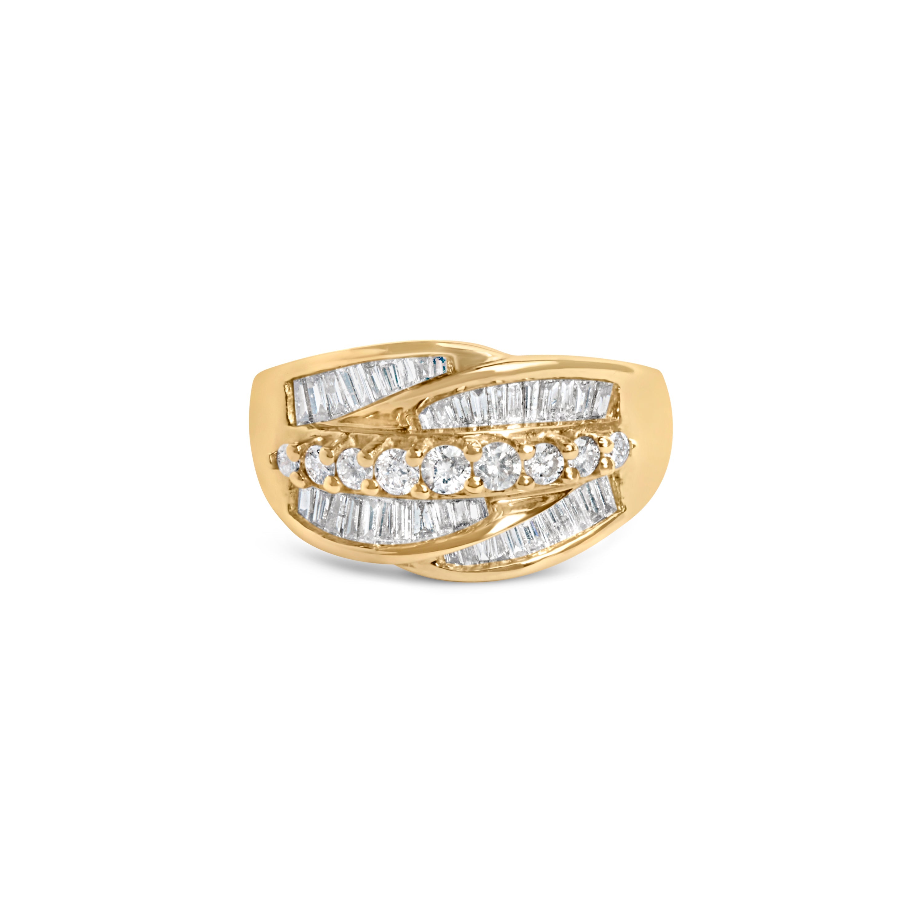 14K Yellow Gold 1.00 Carat Total Weight Diamond Cocktail Cluster 5 Stone Ring (H-I Color, SI1-I1 Clarity) - Ring Size 7
