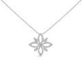 Sterling Silver 1/2 Carat Total Weight Diamond Floral Cross Pendant Necklace