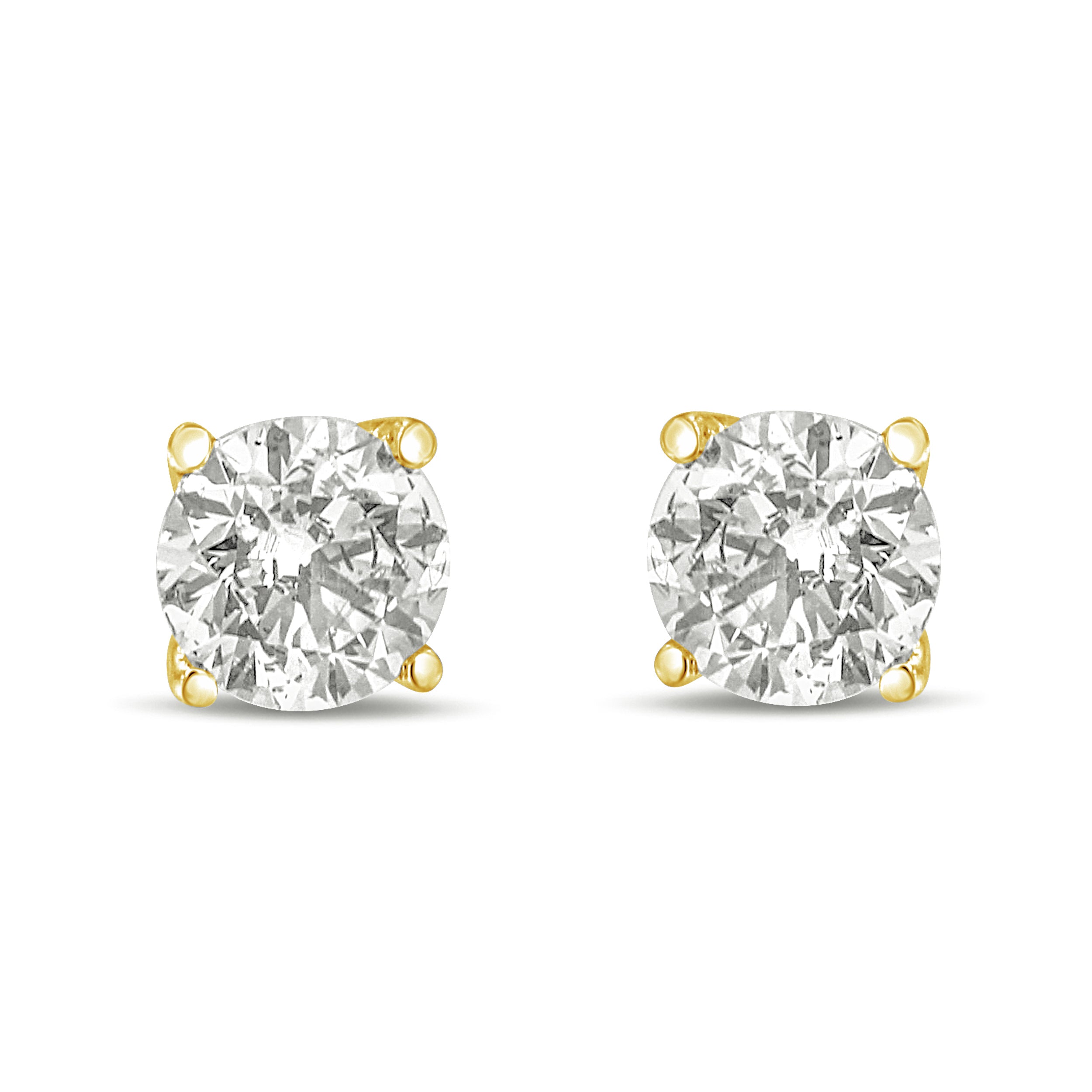 14K Yellow Gold 1.0 Cttw Lab Grown Diamond Solitaire Stud Earrings