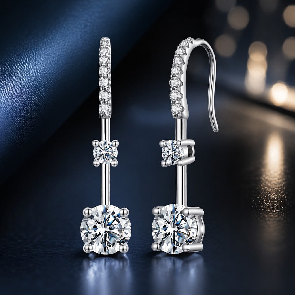 925 Sterling Silver Moissanite 1.00 Carat Earrings for Women