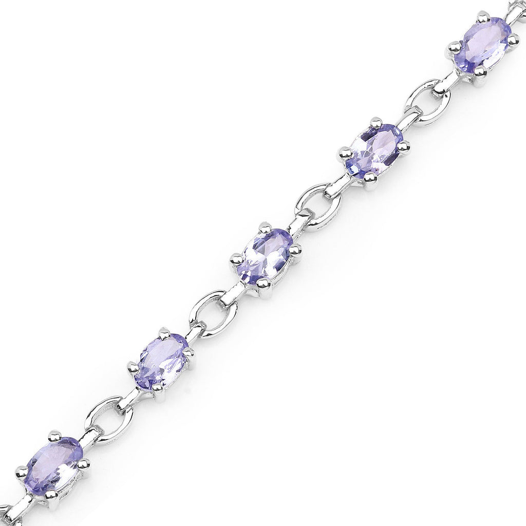3.12 Carat Genuine Tanzanite .925 Sterling Silver Bracelet