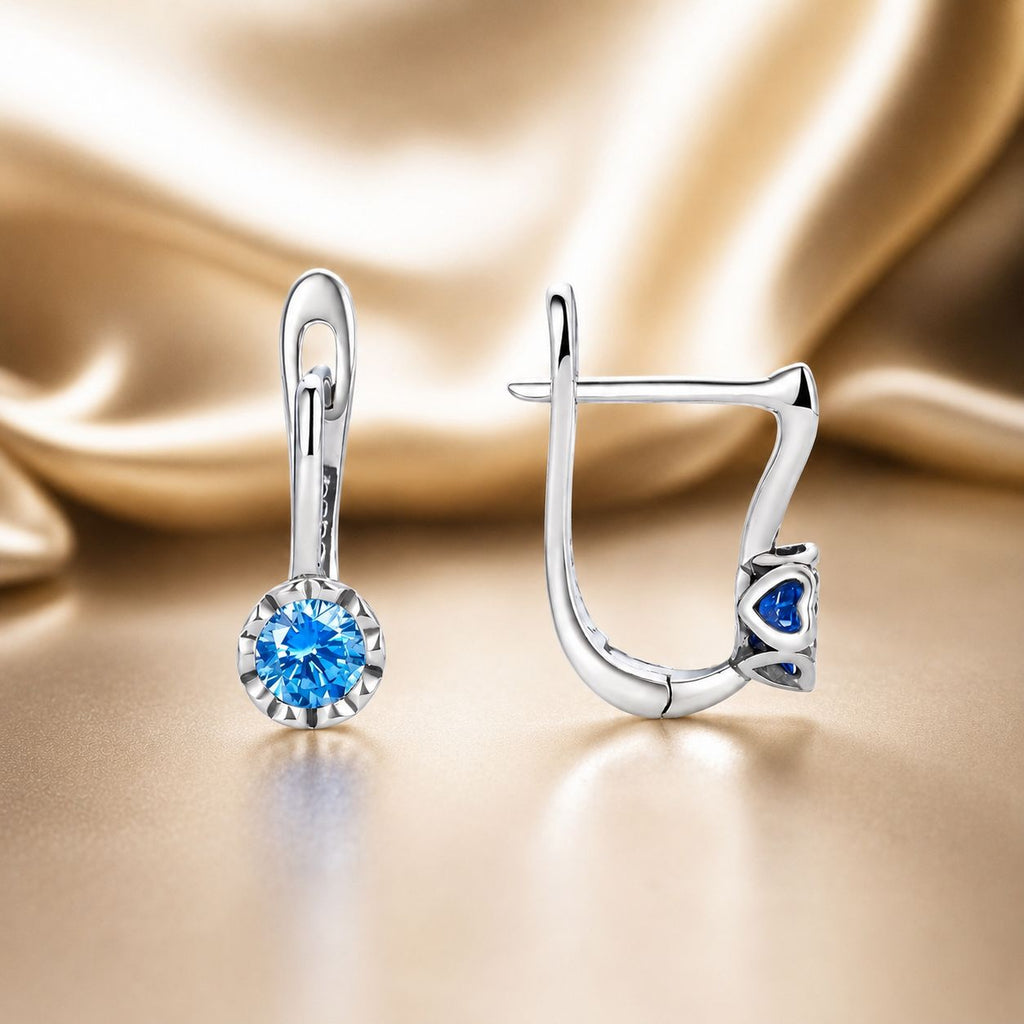 925 Sterling Silver Earrings with Oxidized Finish and Pavé Setting