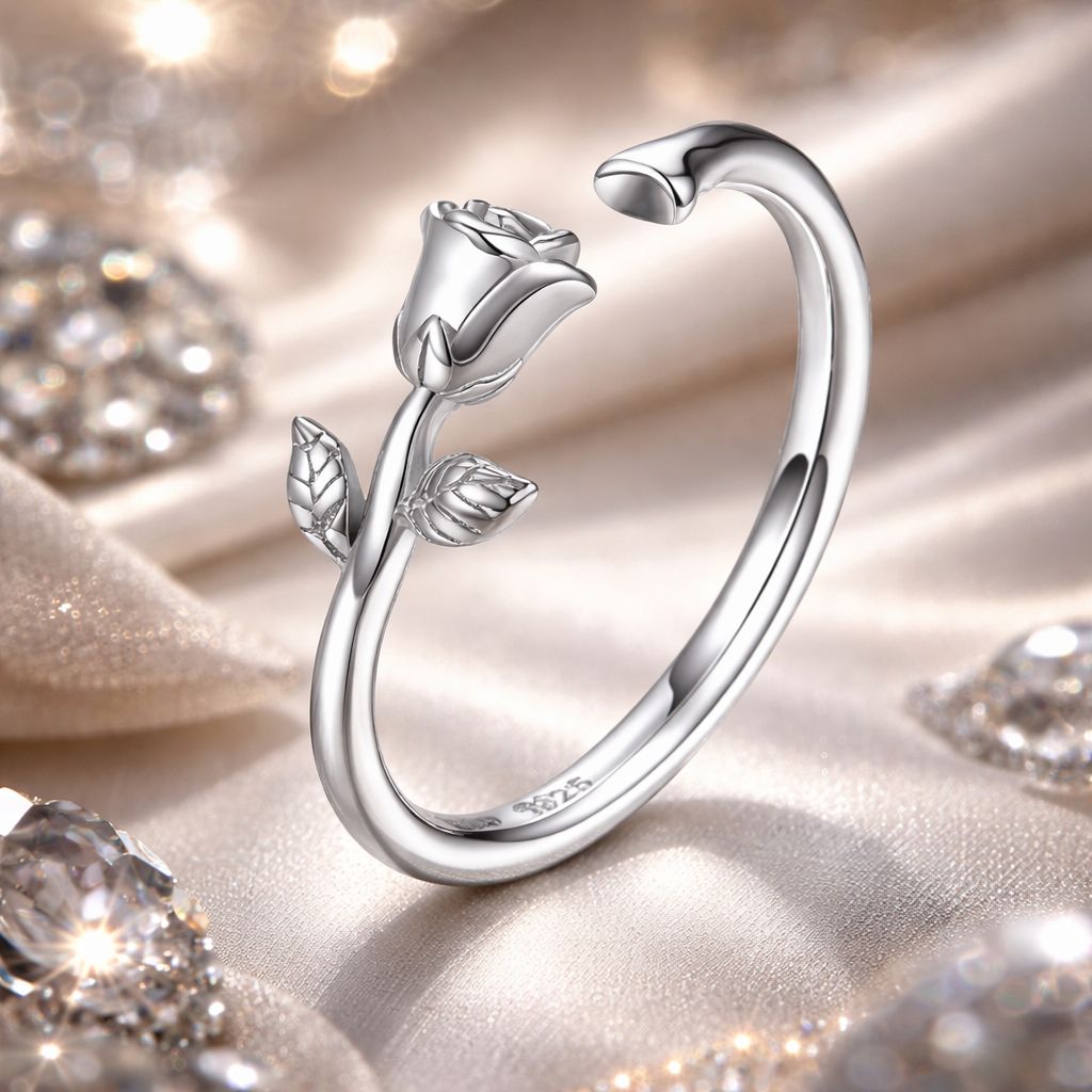 S925 Sterling Silver Platinum Plated Ring for Women