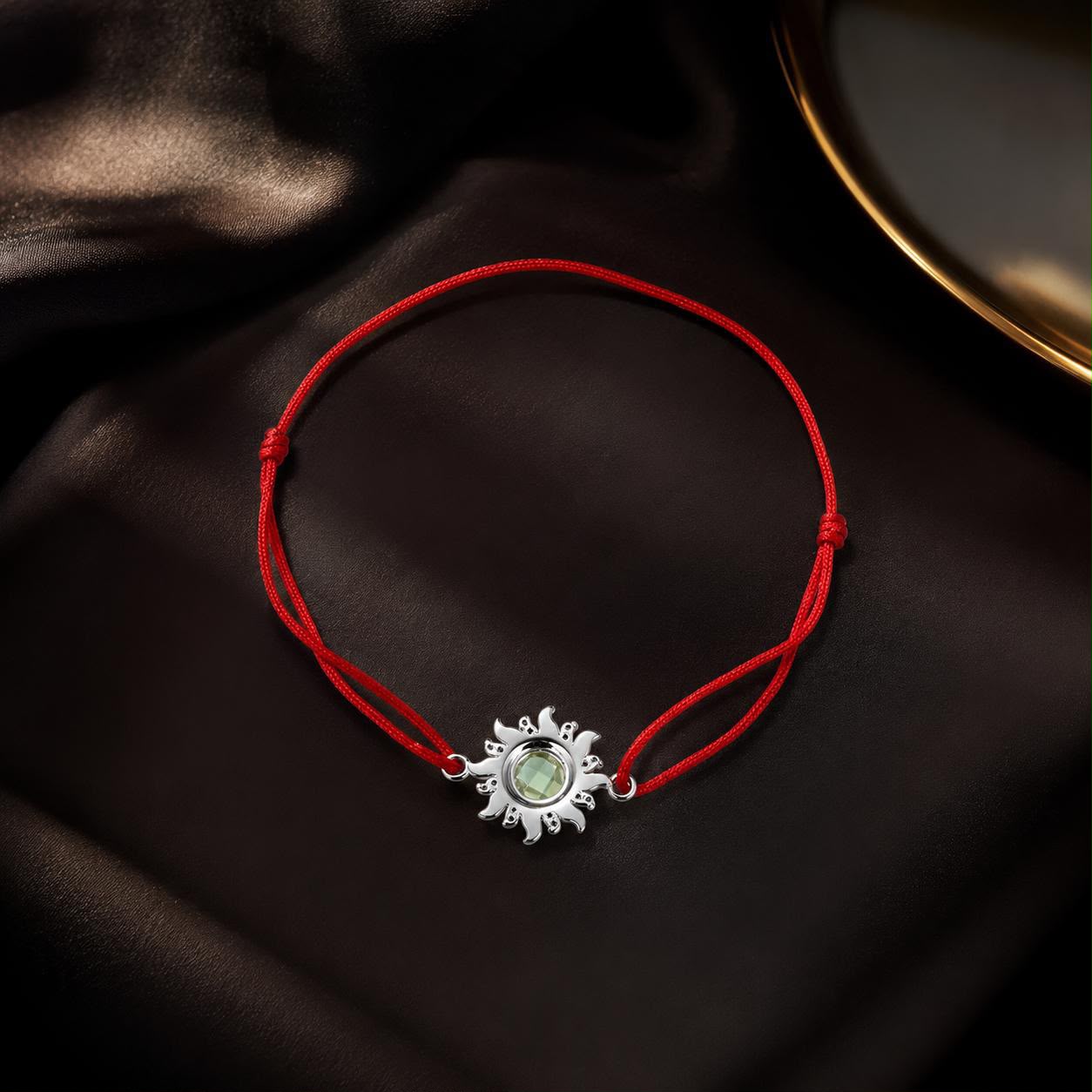 925 Sterling Silver Adjustable Length Bracelet with CZ and Glass Pendant for Women