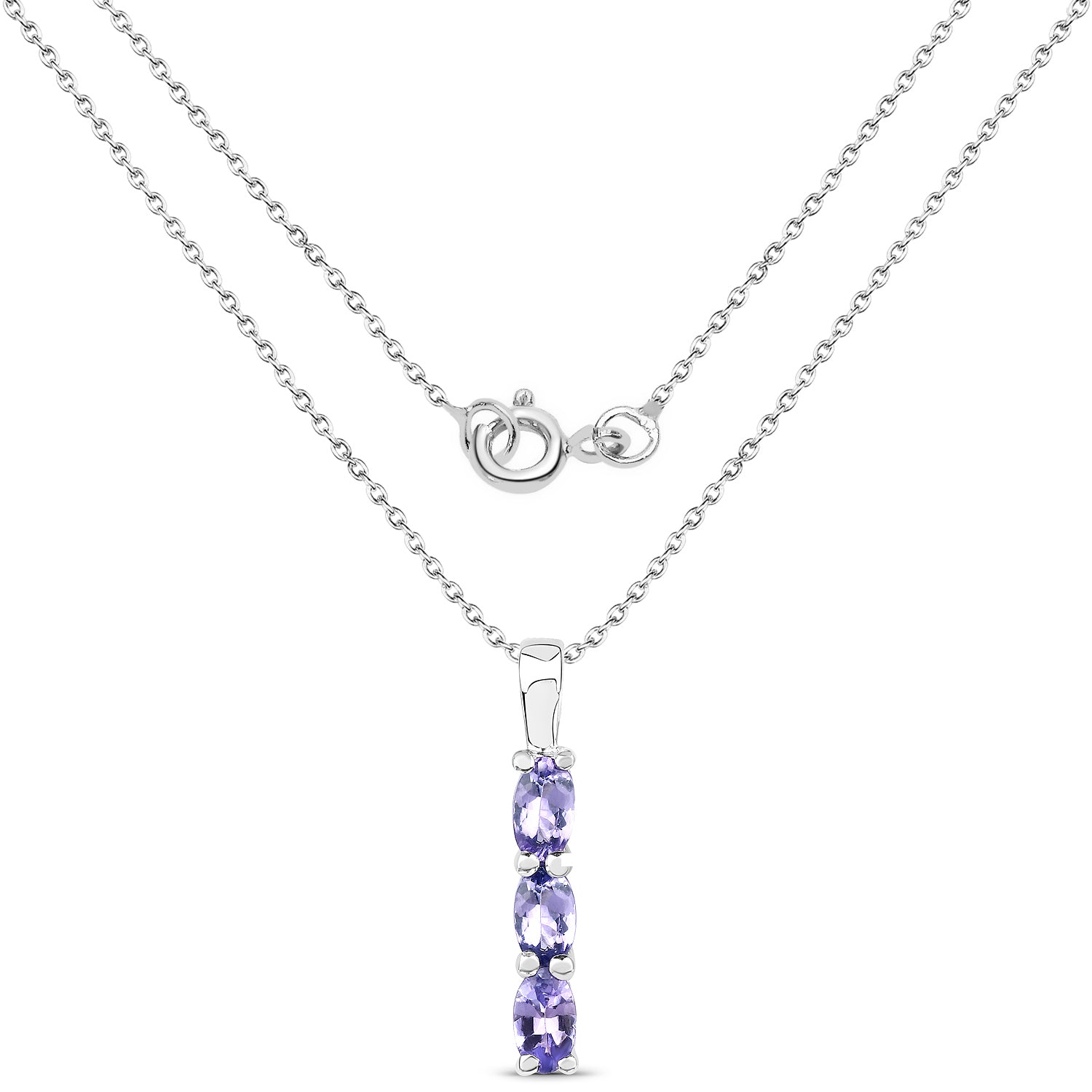 0.75 Carat Genuine Tanzanite .925 Sterling Silver Pendant