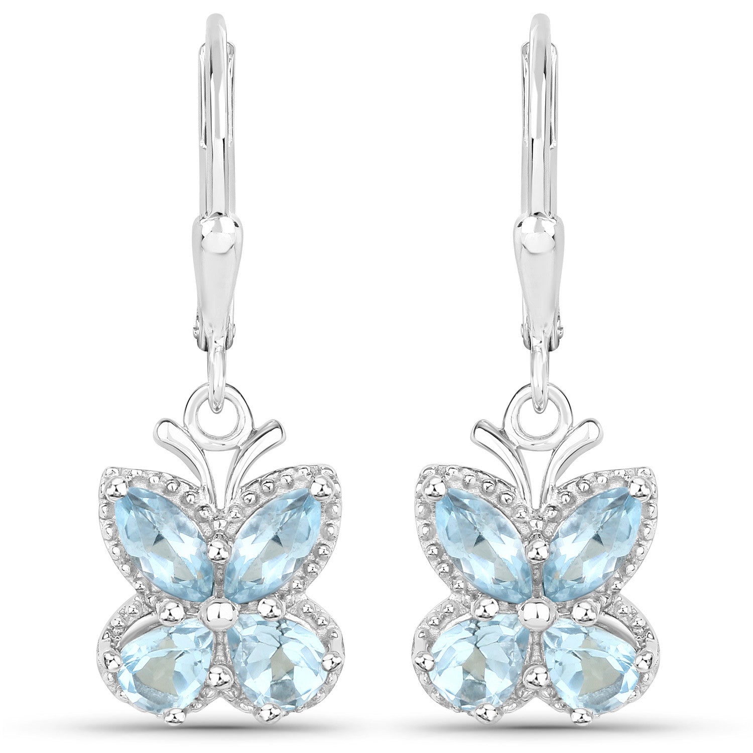 2.60 Carat Genuine Blue Topaz .925 Sterling Silver Earrings