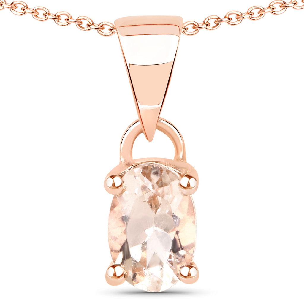 18K Rose Gold Plated 0.70 Carat Genuine Morganite .925 Sterling Silver Pendant