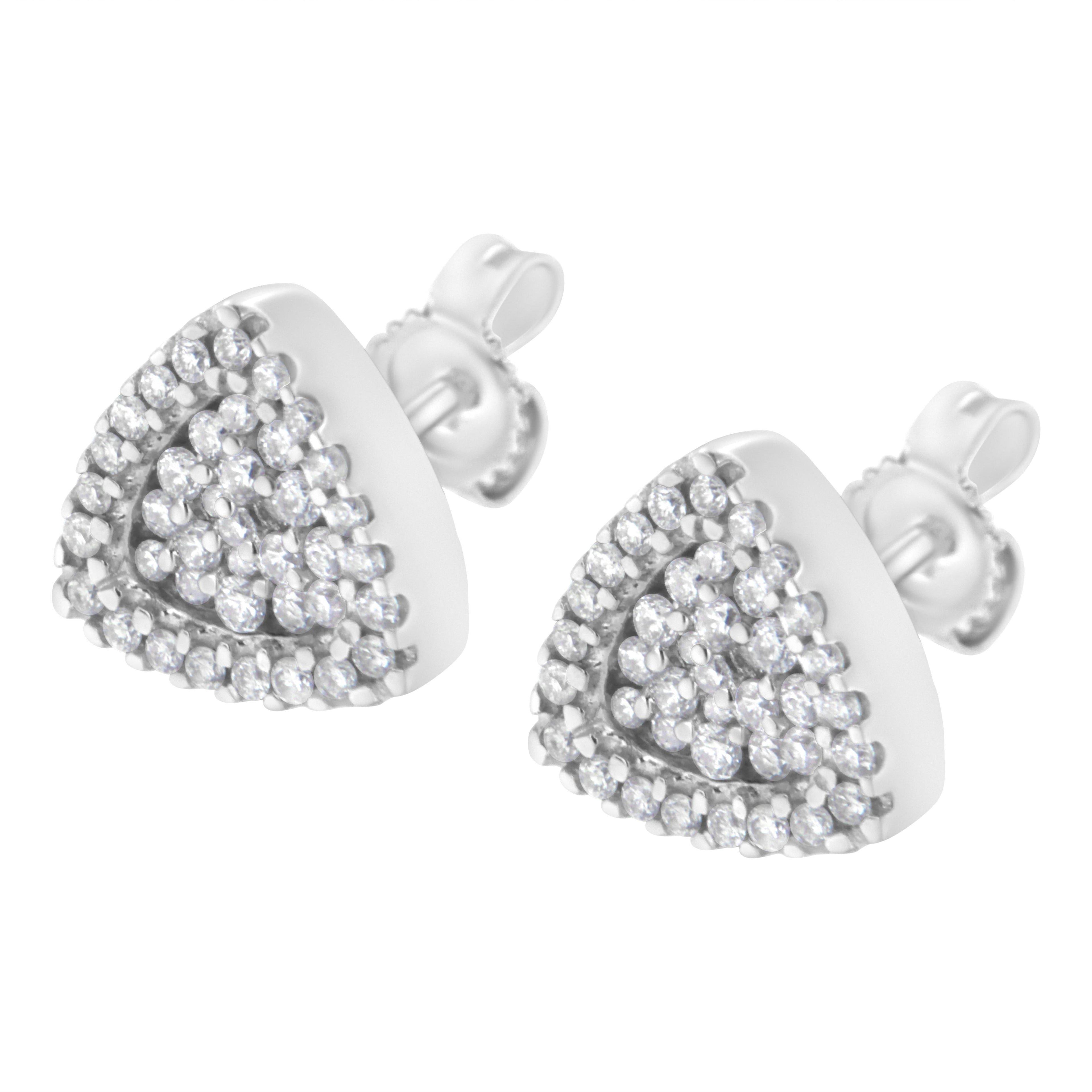 14K White Gold 1/2 cttw Trillion Shaped Diamond Stud Earrings (H-I Color, SI2-I1 Clarity)