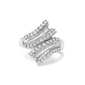 10K White Gold 1/2 Cttw Diamond Bypass Cocktail Ring