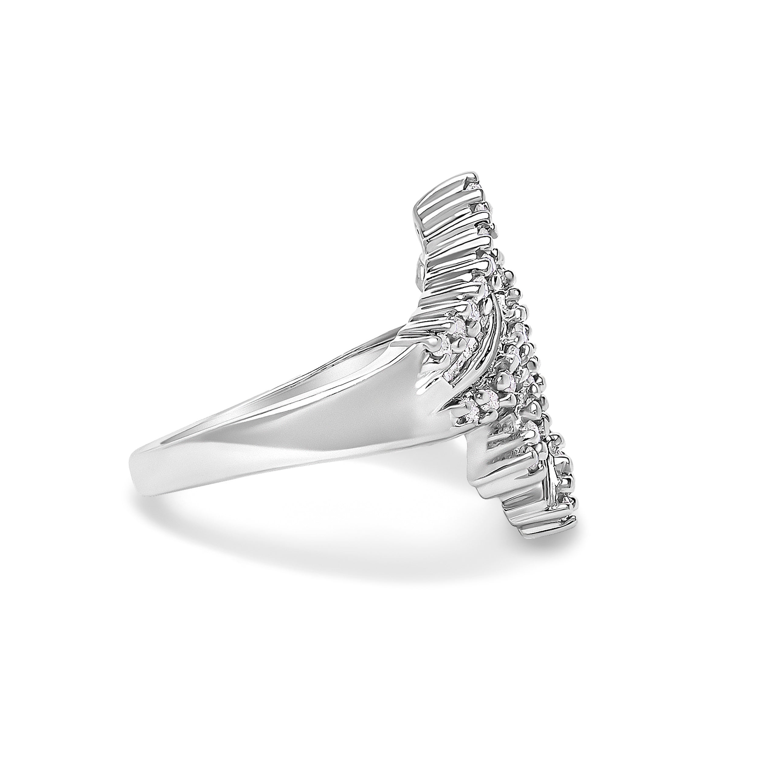 10K White Gold 1/2 Cttw Diamond Bypass Cocktail Ring