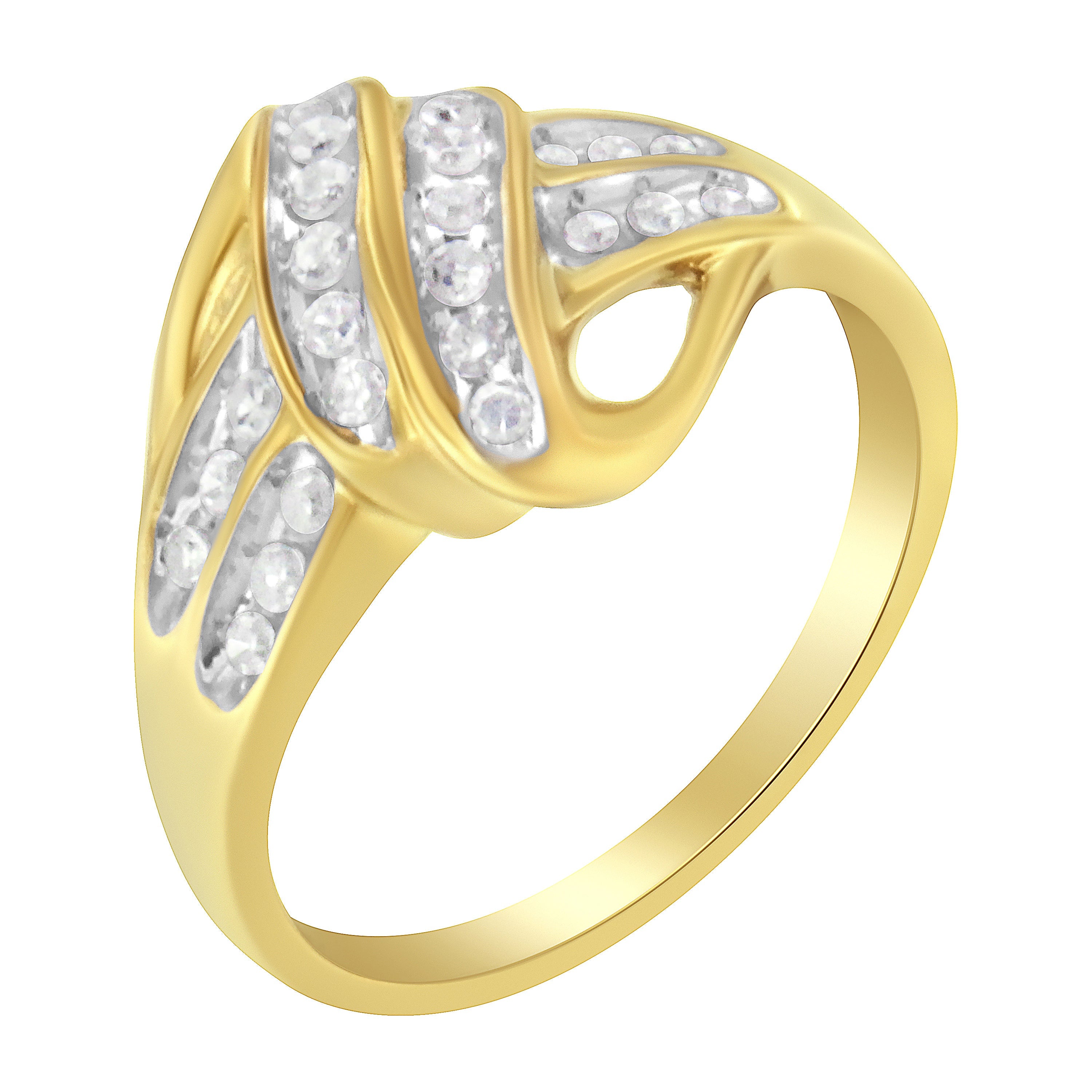 10K Yellow Gold Plated .925 Sterling Silver 1.0 Cttw Diamond Flower Cluster Open Halo Floral Ring (J-K Color, I2-I3 Clarity) - Size 6