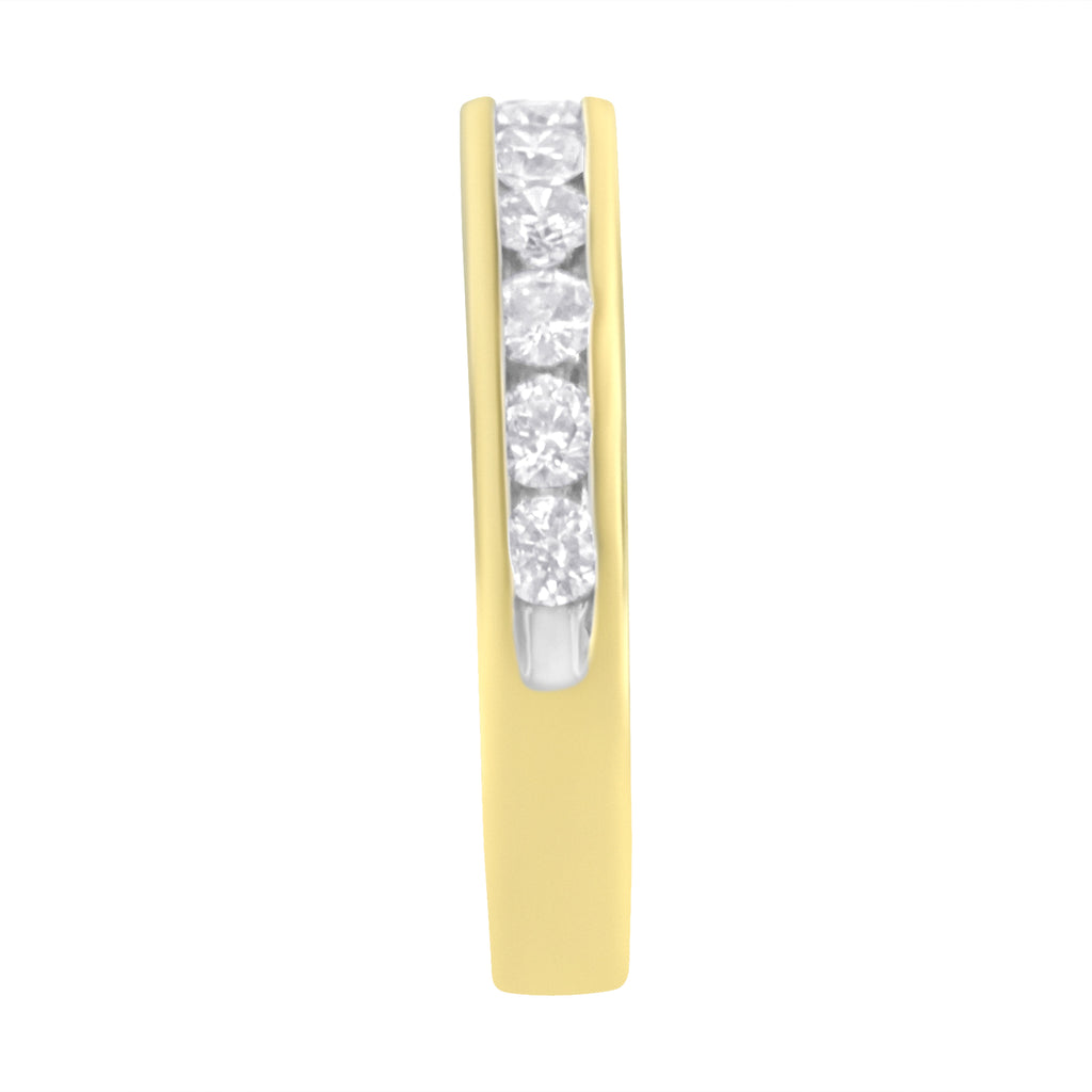 IGI Certified 18K Yellow Gold 1.0 Cttw Channel Set Round-Cut Diamond 11 Stone Anniversary/Wedding Band Ring (I-J Color, I1-I2 Clarity) - Size 9.5