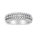 14K White Gold 1.0 Cttw Prong Set Round Diamond Split Shank Three Row Band Ring (H-I Color, I2-I3 Clarity) - Size 6