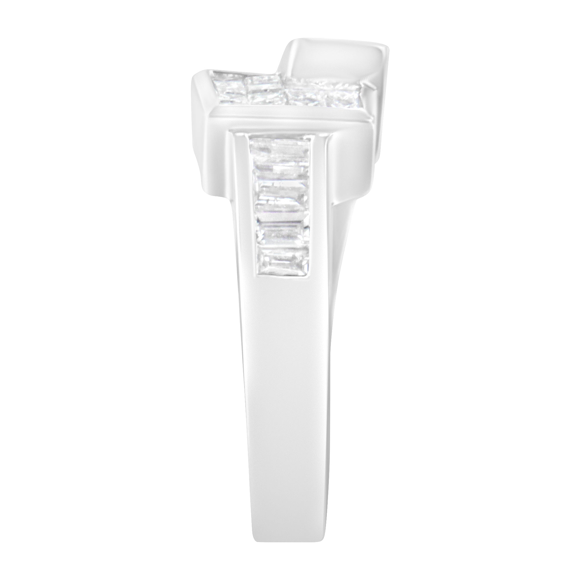 14K White Gold Princess and Baguette-cut Diamond Ring (1 1/3 Cttw, G-H Color, SI2-I1 Clarity) - Size 6-3/4
