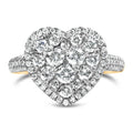14K Yellow Gold 1 1/2 Cttw Diamond Heart Shaped Composite Ring (H-I Color, SI2-I1 Clarity) - Ring Size 7