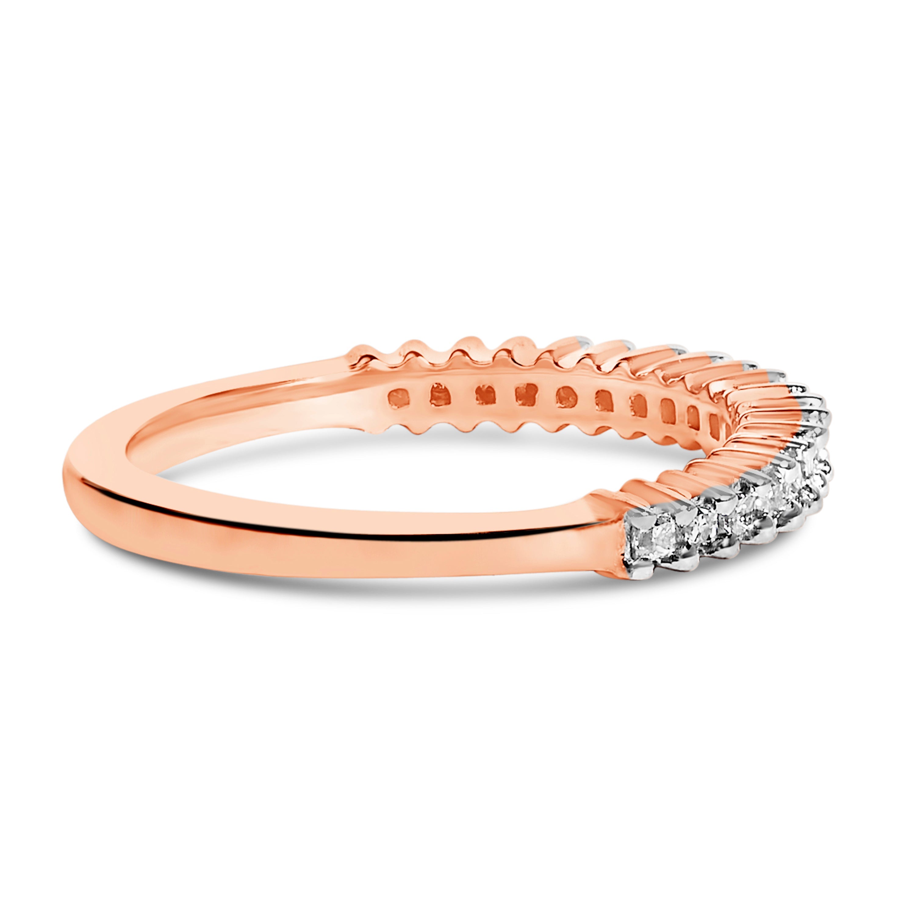 10K Rose Gold Plated Sterling Silver 1/3 Cttw Diamond Band Ring