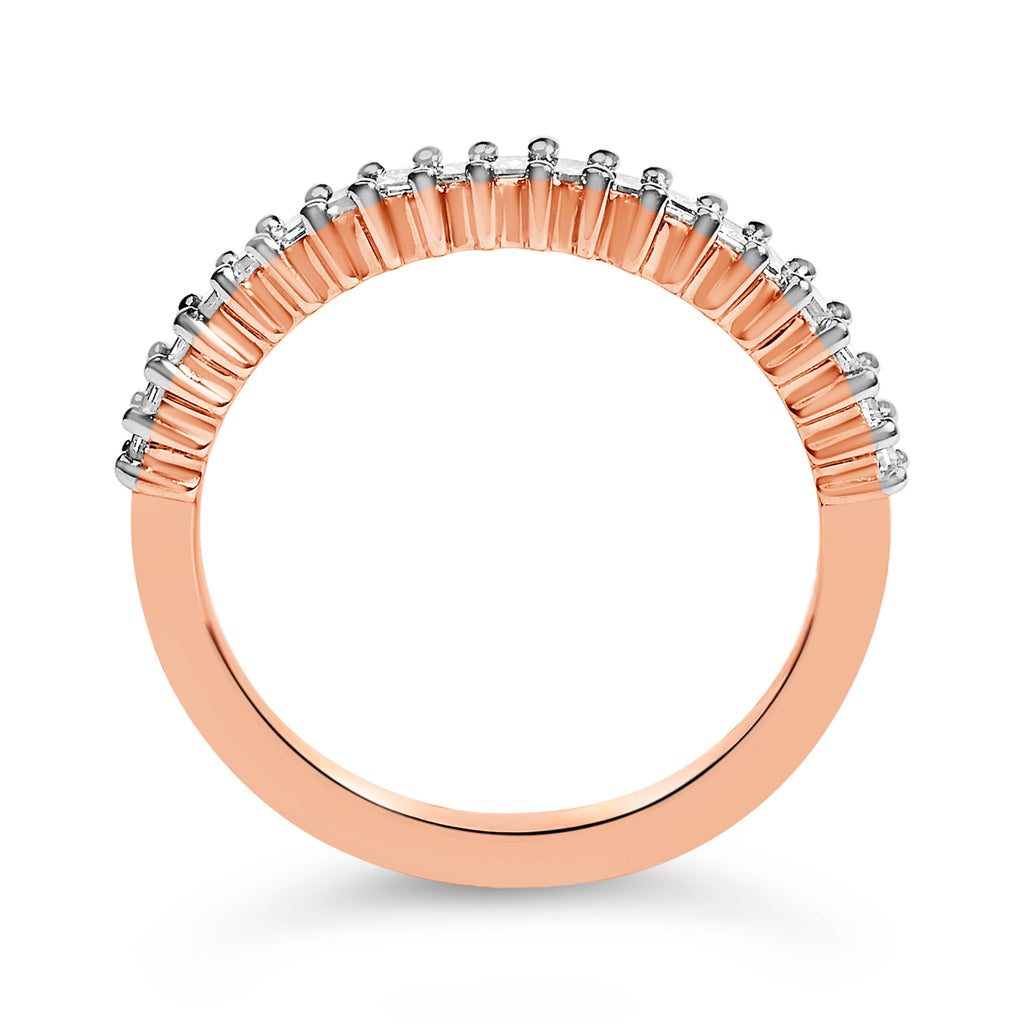 10K Rose Gold Plated Sterling Silver 1/3 Cttw Diamond Band Ring