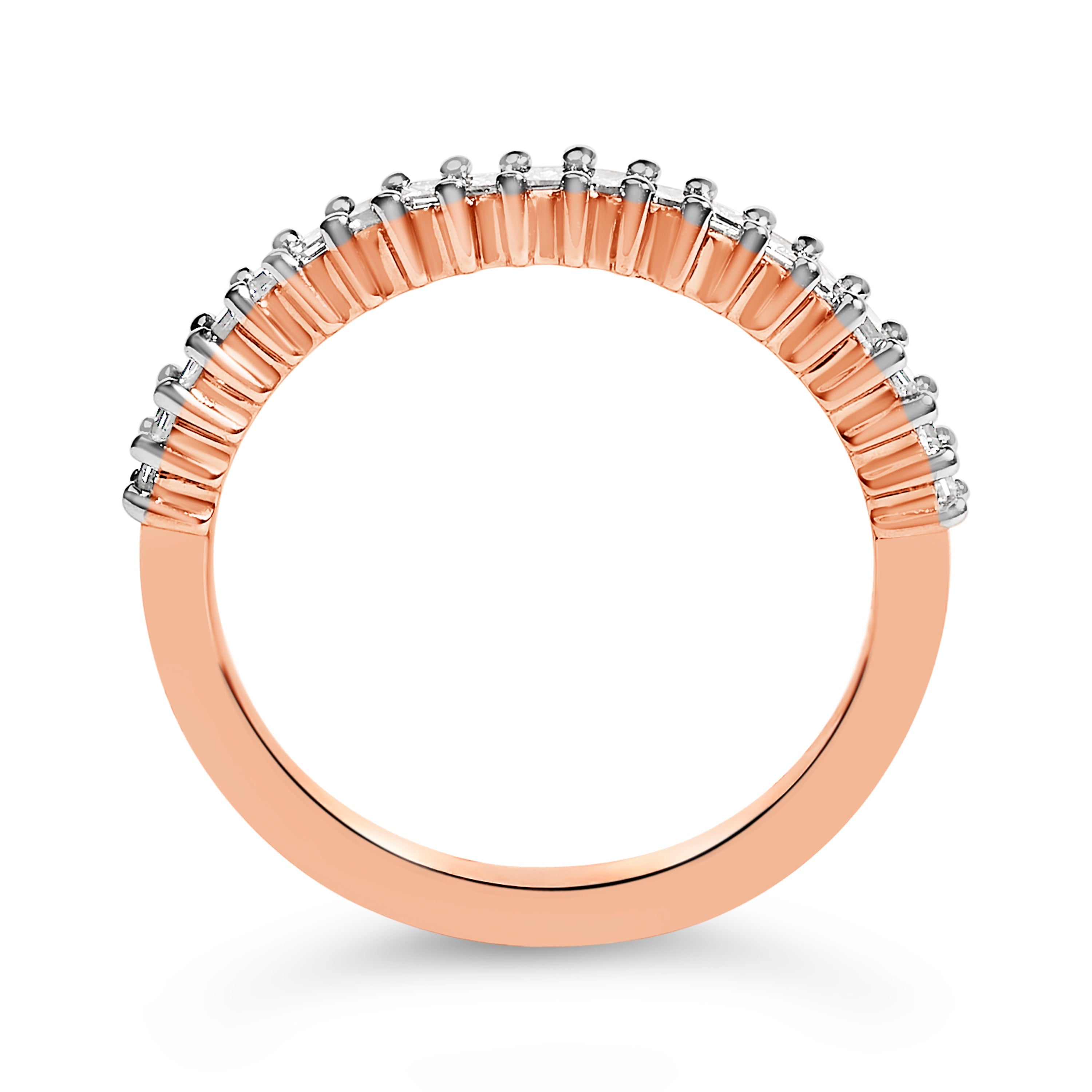 10K Rose Gold Plated Sterling Silver 1/3 Cttw Diamond Band Ring