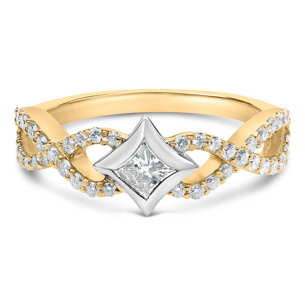10K Two-Tone 5/8 Carat Total Weight Diamond Kite and Twist Shank Ring (H-I Color, SI2-I1 Clarity)