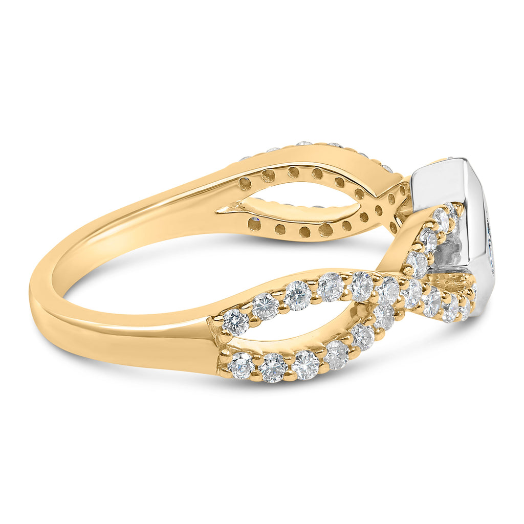 10K Two-Tone 5/8 Carat Total Weight Diamond Kite and Twist Shank Ring (H-I Color, SI2-I1 Clarity)