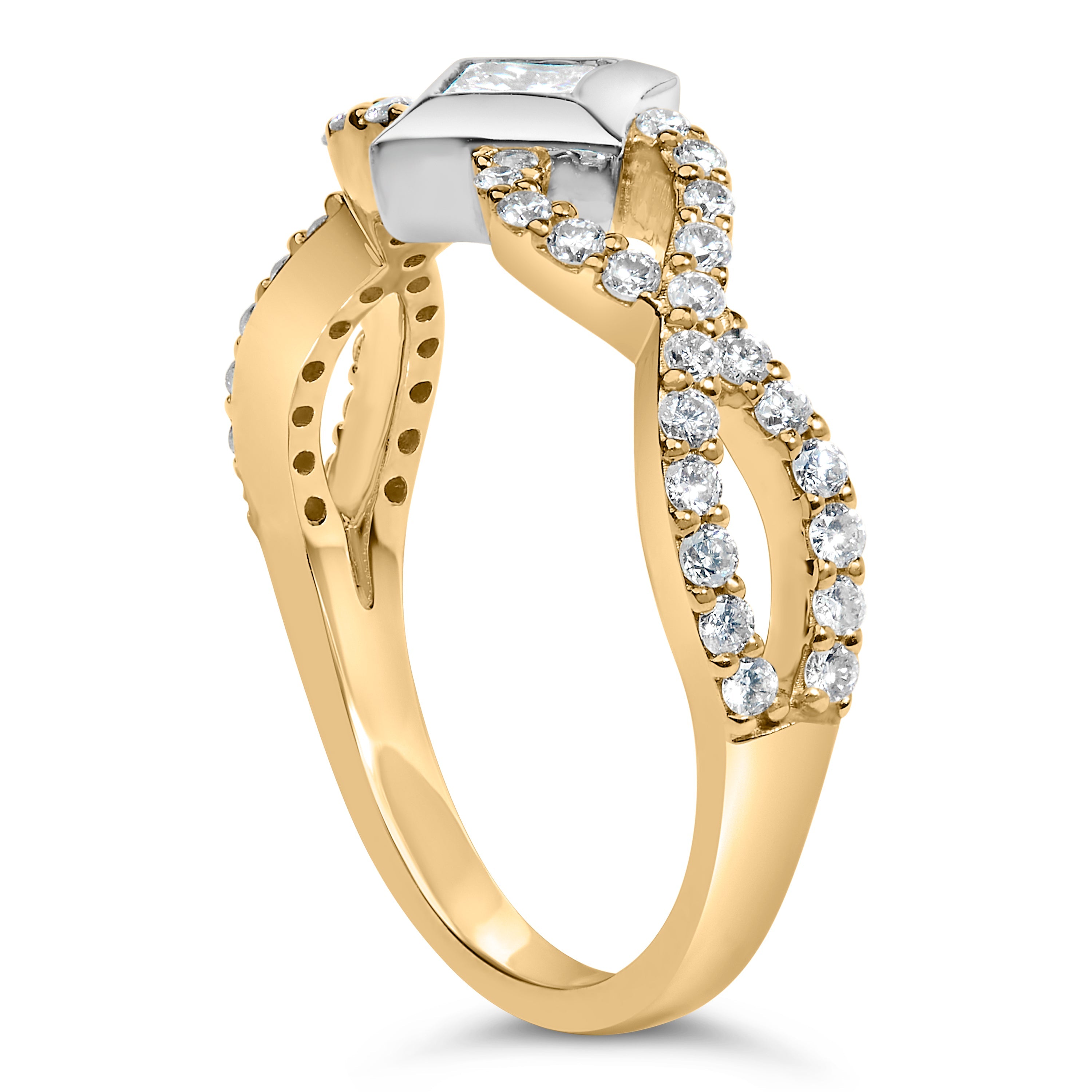 10K Two-Tone 5/8 Carat Total Weight Diamond Kite and Twist Shank Ring (H-I Color, SI2-I1 Clarity)