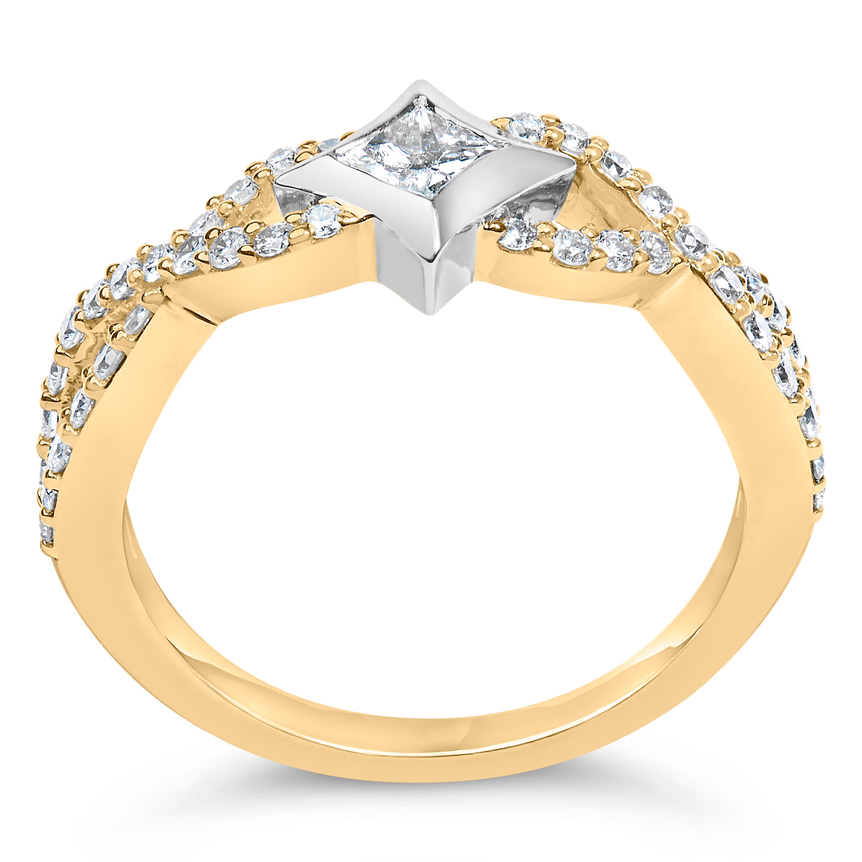 10K Two-Tone 5/8 Carat Total Weight Diamond Kite and Twist Shank Ring (H-I Color, SI2-I1 Clarity)