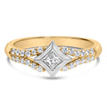 10K Two-Tone Color 1/2 Carat Total Weight Diamond Kite and Split Shank Ring (H-I Color, SI2-I1 Clarity)