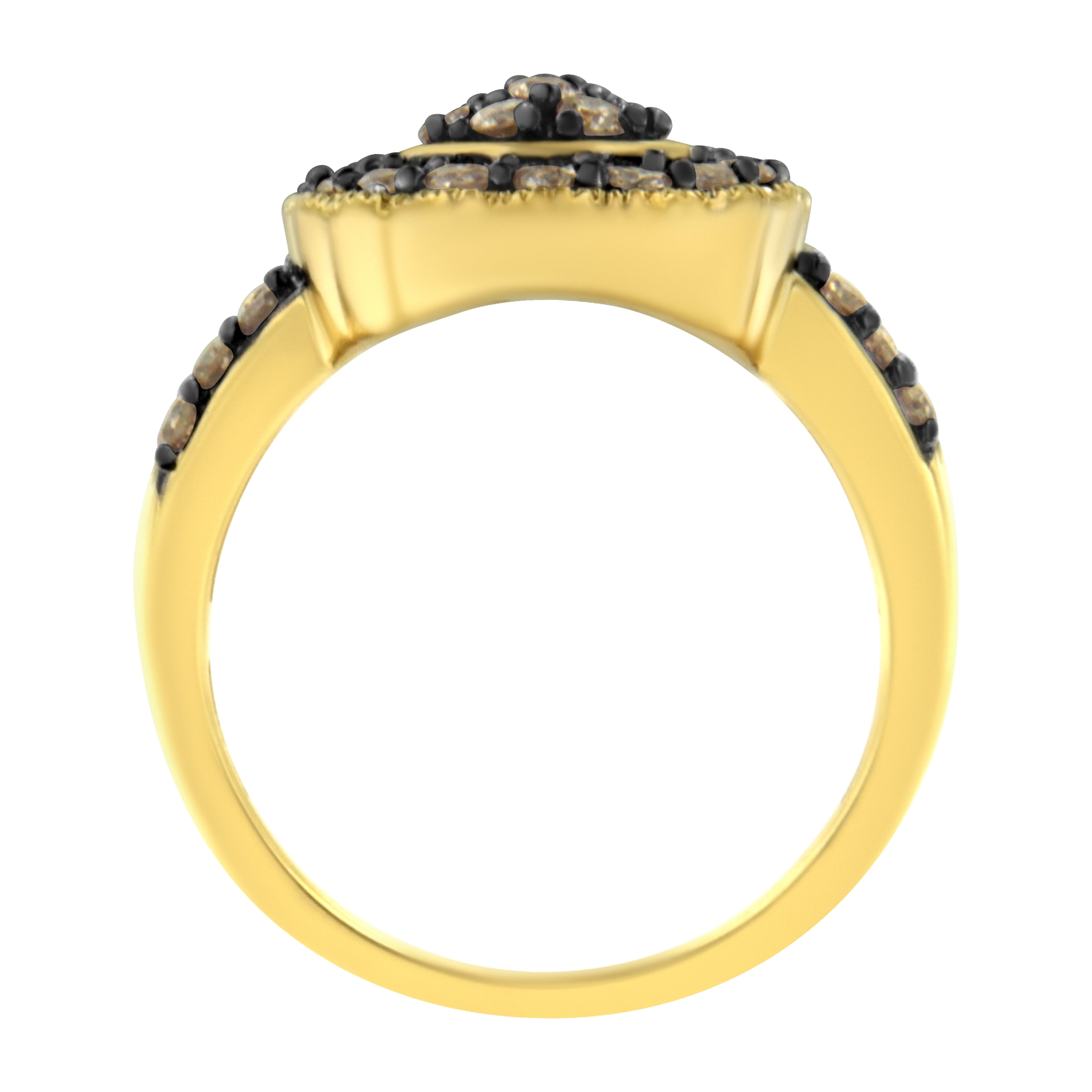 10K Yellow Gold Plated .925 Sterling Silver 1 1/8 cttw Prong-Set Round-Cut Diamond Pear Cocktail Ring (J-K Color, I1-I2 Clarity) - Size 7