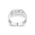 Men's .925 Sterling Silver 1/3 Carat Total Weight Diamond Channel Set 3 Stone Ring Band (I-J Color, I3 Clarity) - Ring Size 10