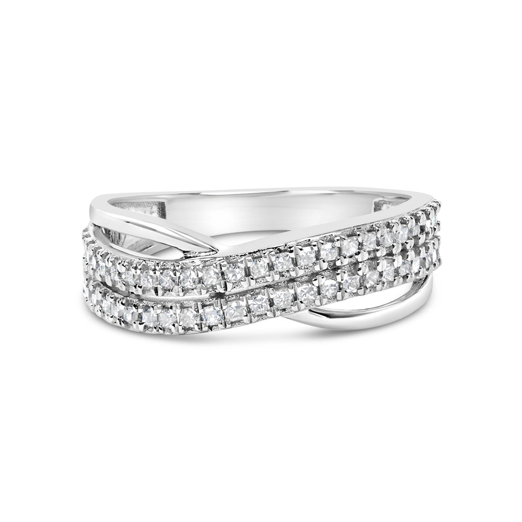 10K White Gold 1/2 Cttw Princess Diamond Split Shank Band Ring