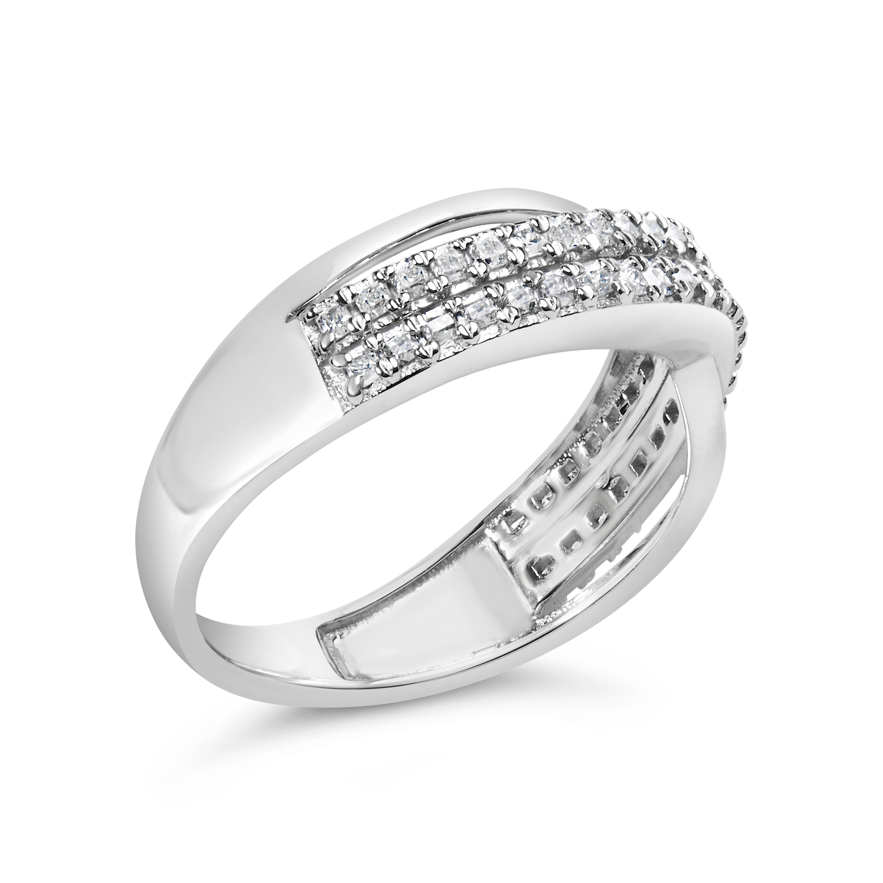 10K White Gold 1/2 Cttw Princess Diamond Split Shank Band Ring