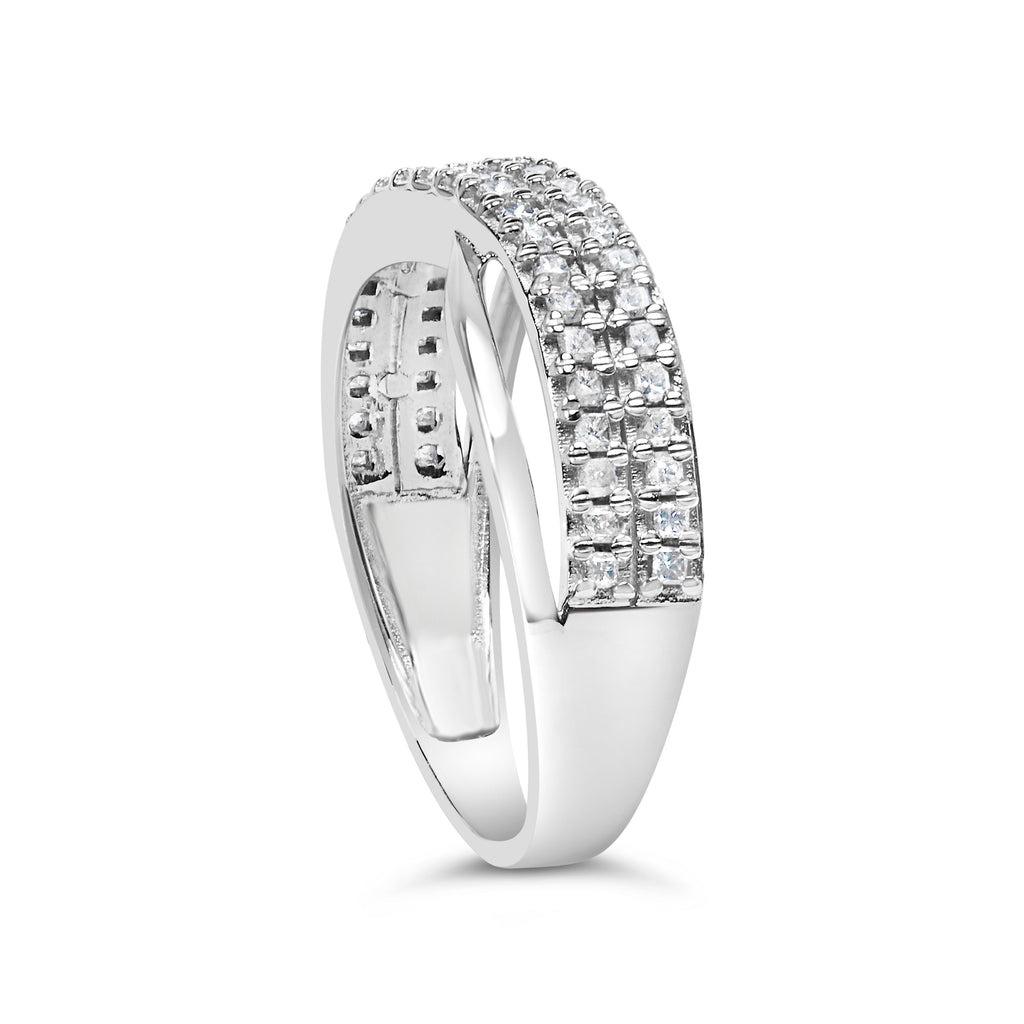 10K White Gold 1/2 Cttw Princess Diamond Split Shank Band Ring