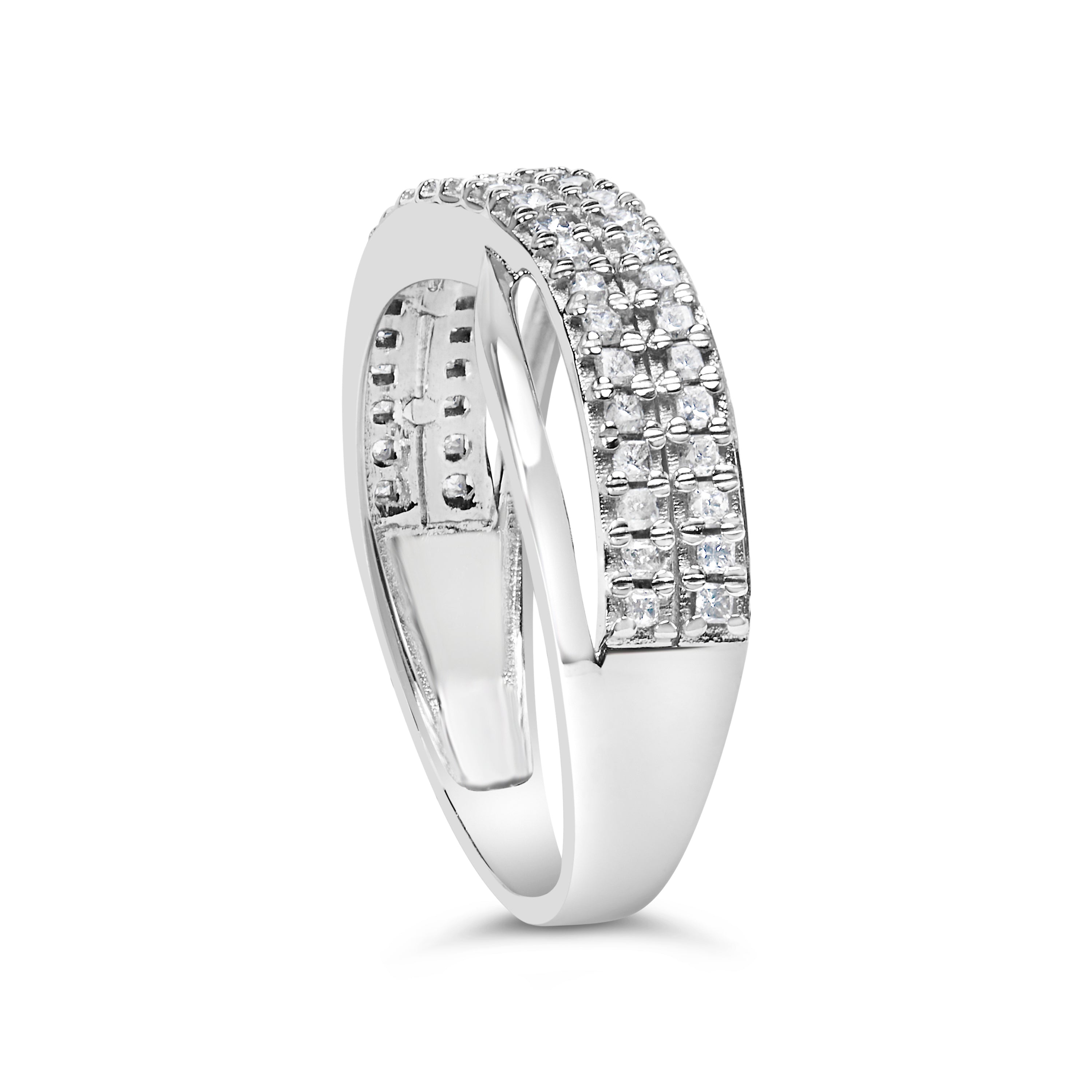 10K White Gold 1/2 Cttw Princess Diamond Split Shank Band Ring