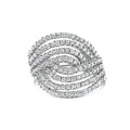 10K White Gold 1 1/2 Cttw Princess Diamond Swirl Design Cocktail Ring