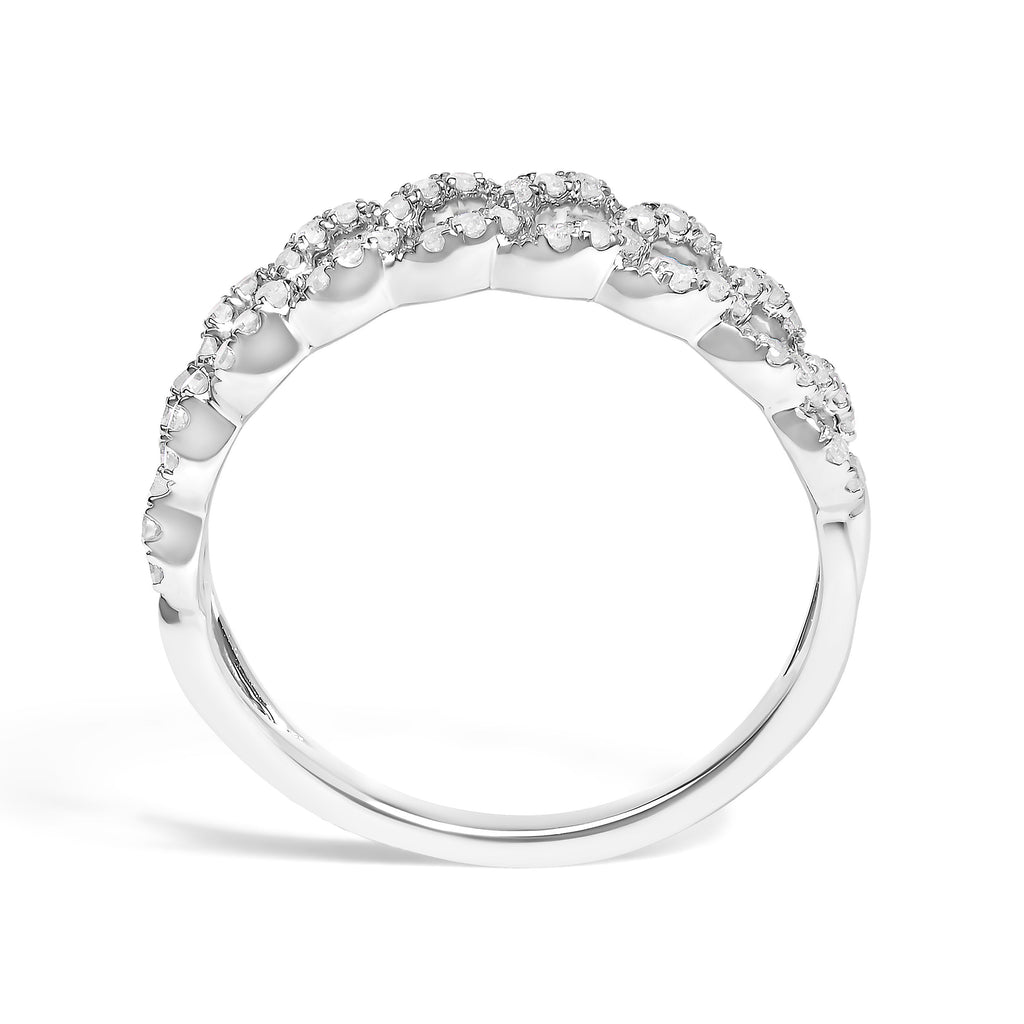 .925 Sterling Silver 1/4 Cttw Diamond Curb Link Band Ring