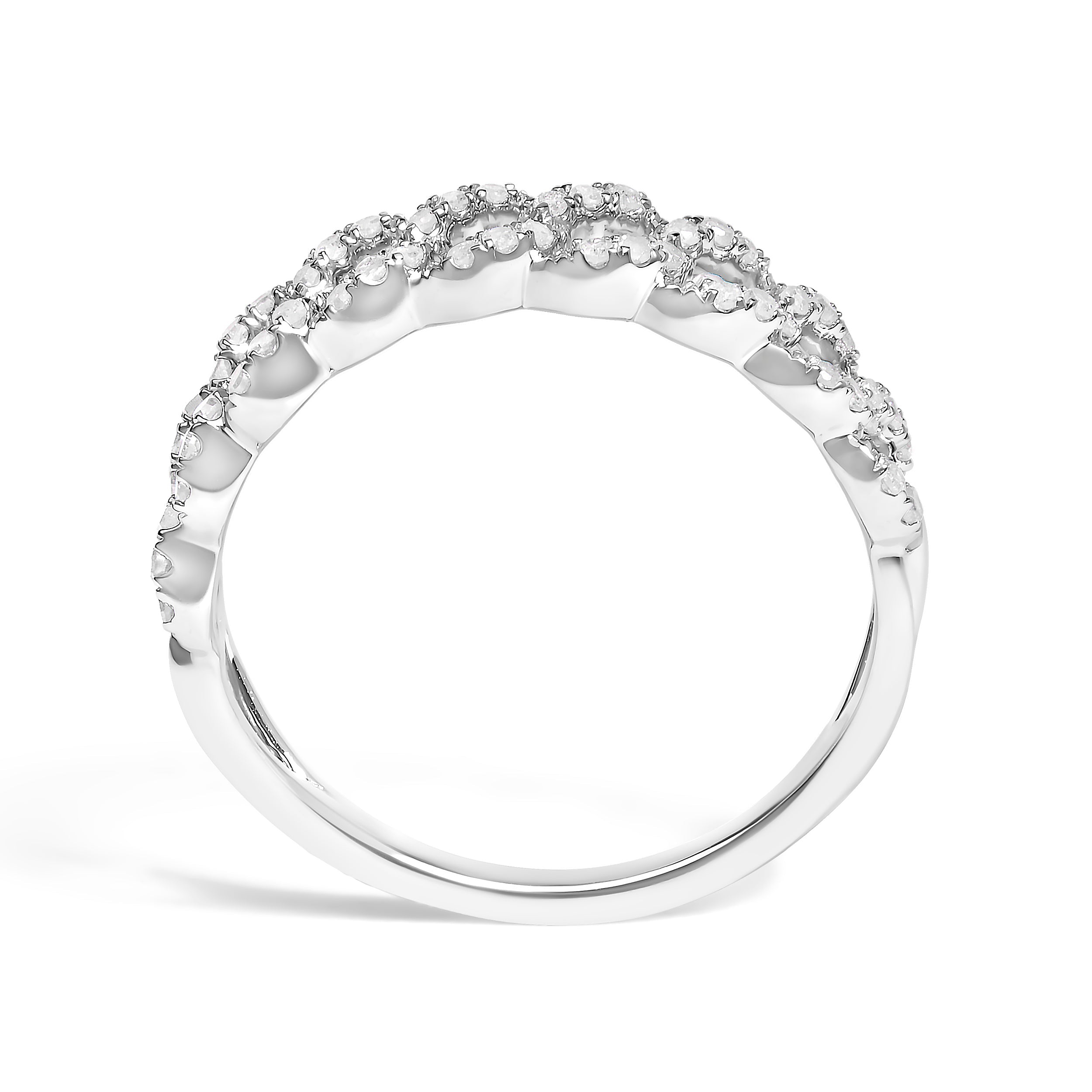.925 Sterling Silver 1/4 Cttw Diamond Curb Link Band Ring