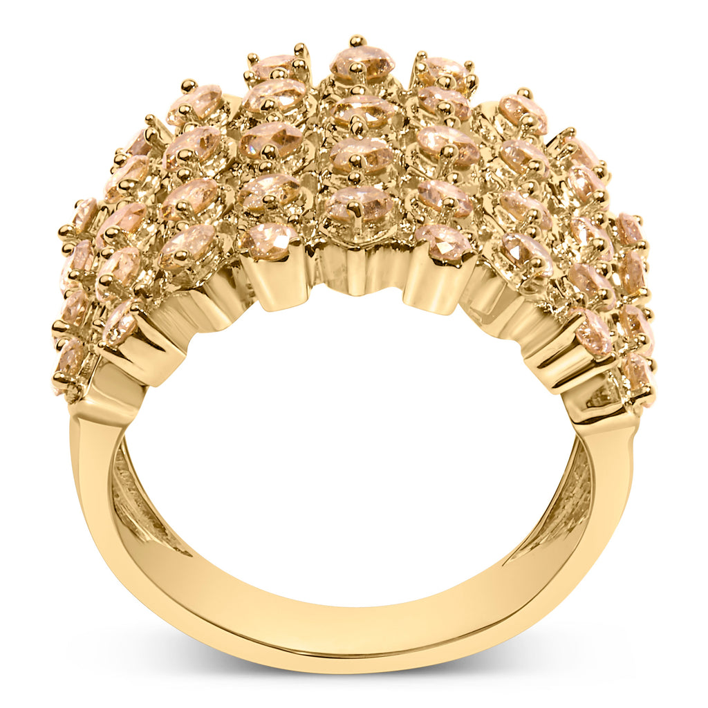 10K Yellow Gold 2.0 Cttw Brown Diamond Mesh Link Cocktail Ring