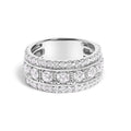.925 Sterling Silver 2.0 Cttw Lab Grown Diamond Three-Row Pavé Band Ring