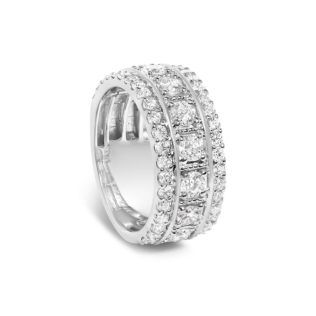 .925 Sterling Silver 2.0 Cttw Lab Grown Diamond Three-Row Pavé Band Ring