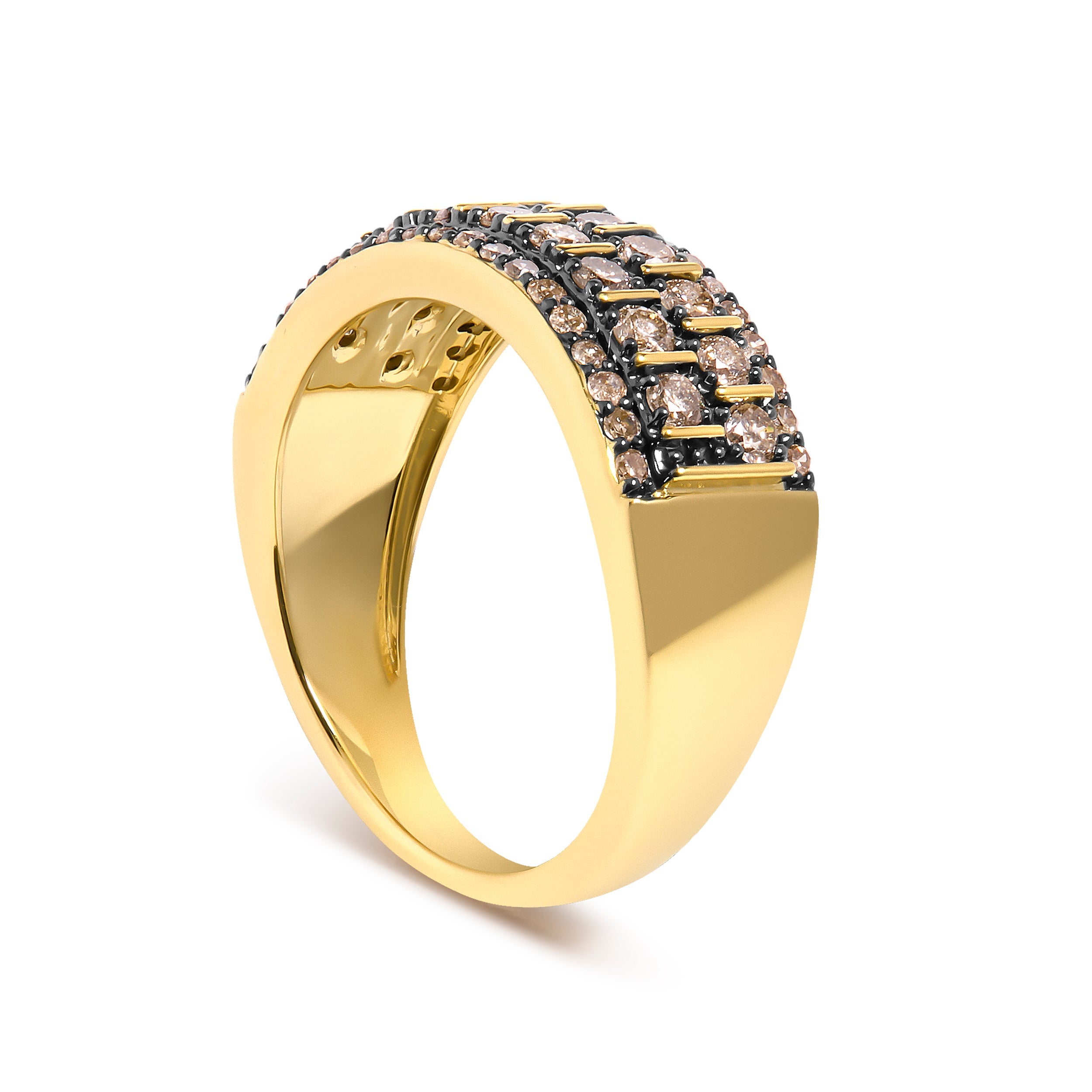 10K Yellow Gold Plated .925 Sterling Silver 3/4 cttw Champagne Diamond Band Ring