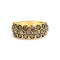 10K Yellow Gold Plated Sterling Silver 1.0 Cttw Brown Diamond Scalloped Motif Band Ring